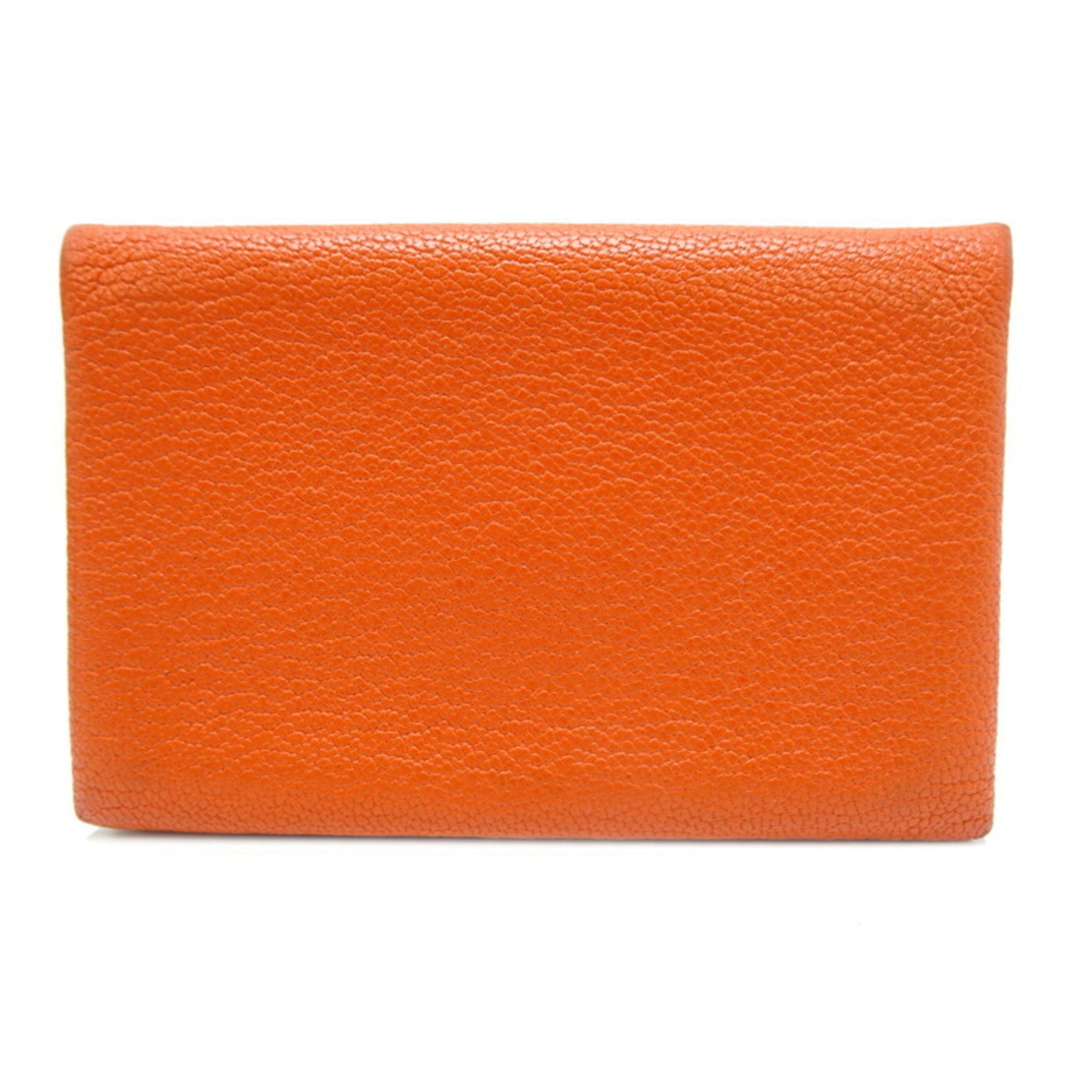 Hermes Orange Chevre Leather Coin Purse/Coin Case (Pre-Owned)