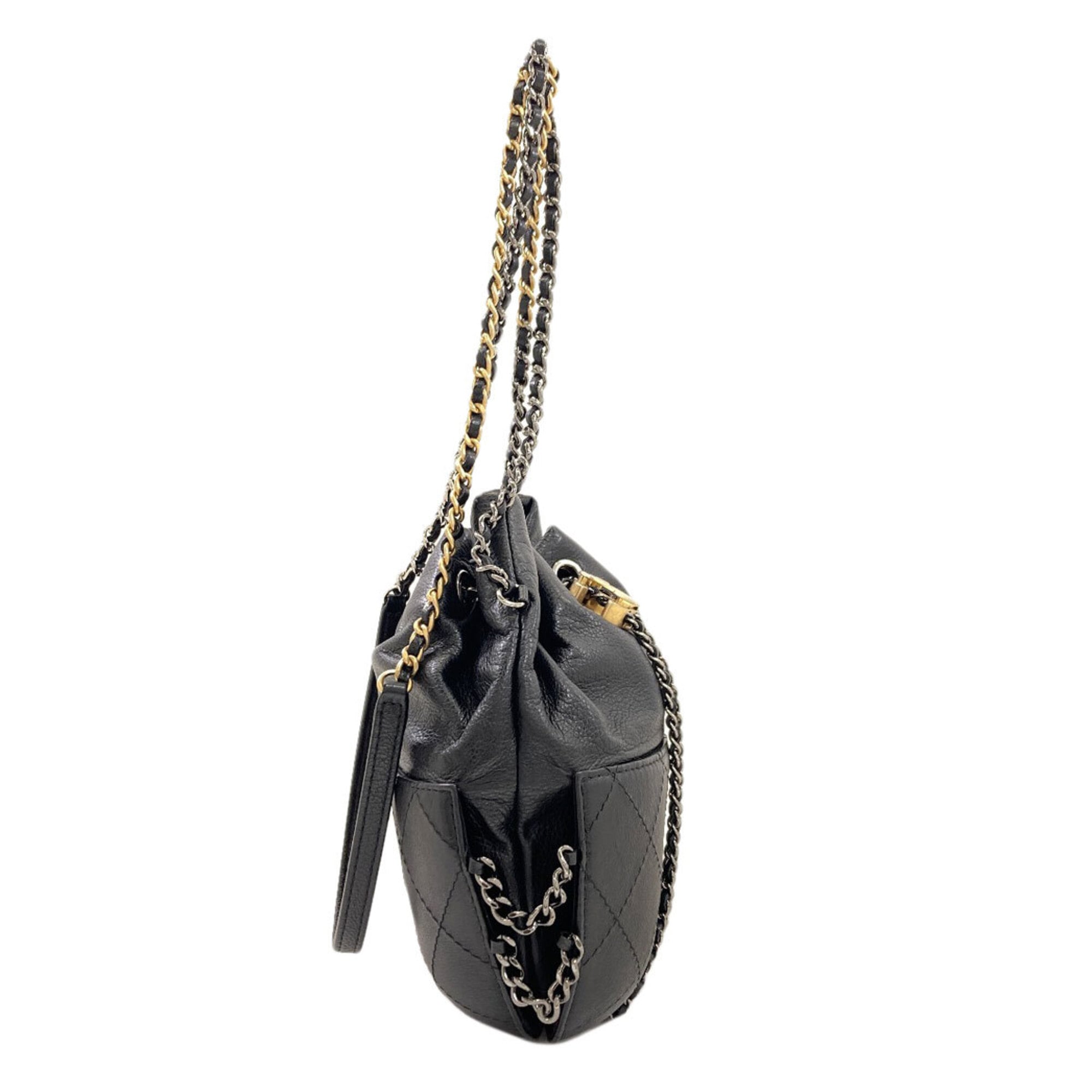 Chanel Gabriel Black Leather Shoulder Bag (Pre-Owned)