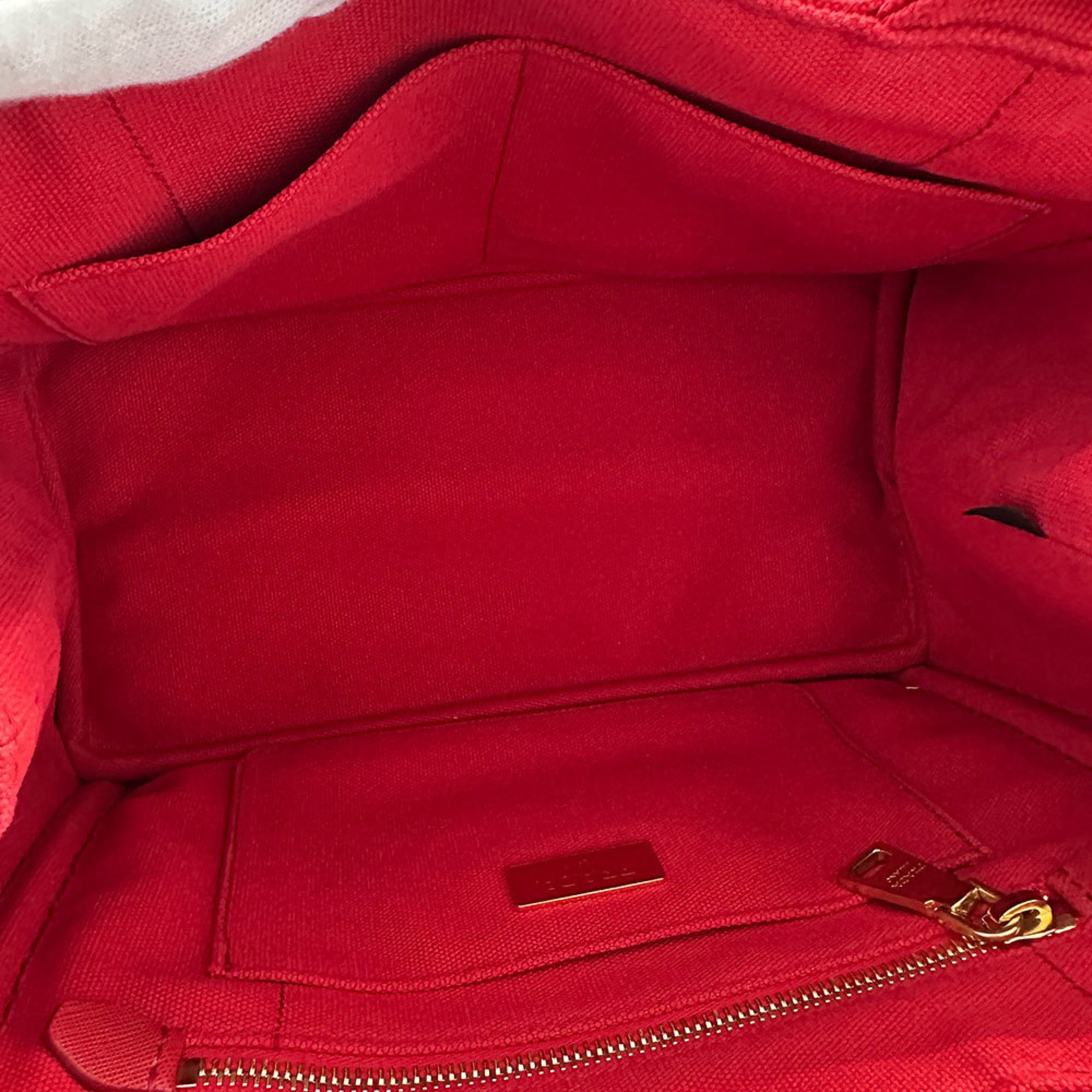 Prada Red Color Canvas Handbag Shoulder Bag (Pre-Owned)