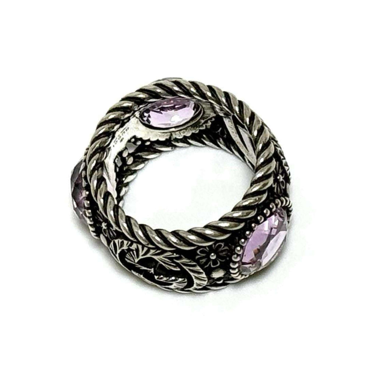 Gucci Silver Rhinestone Silver 925 Band Ring (Pre-Owned)