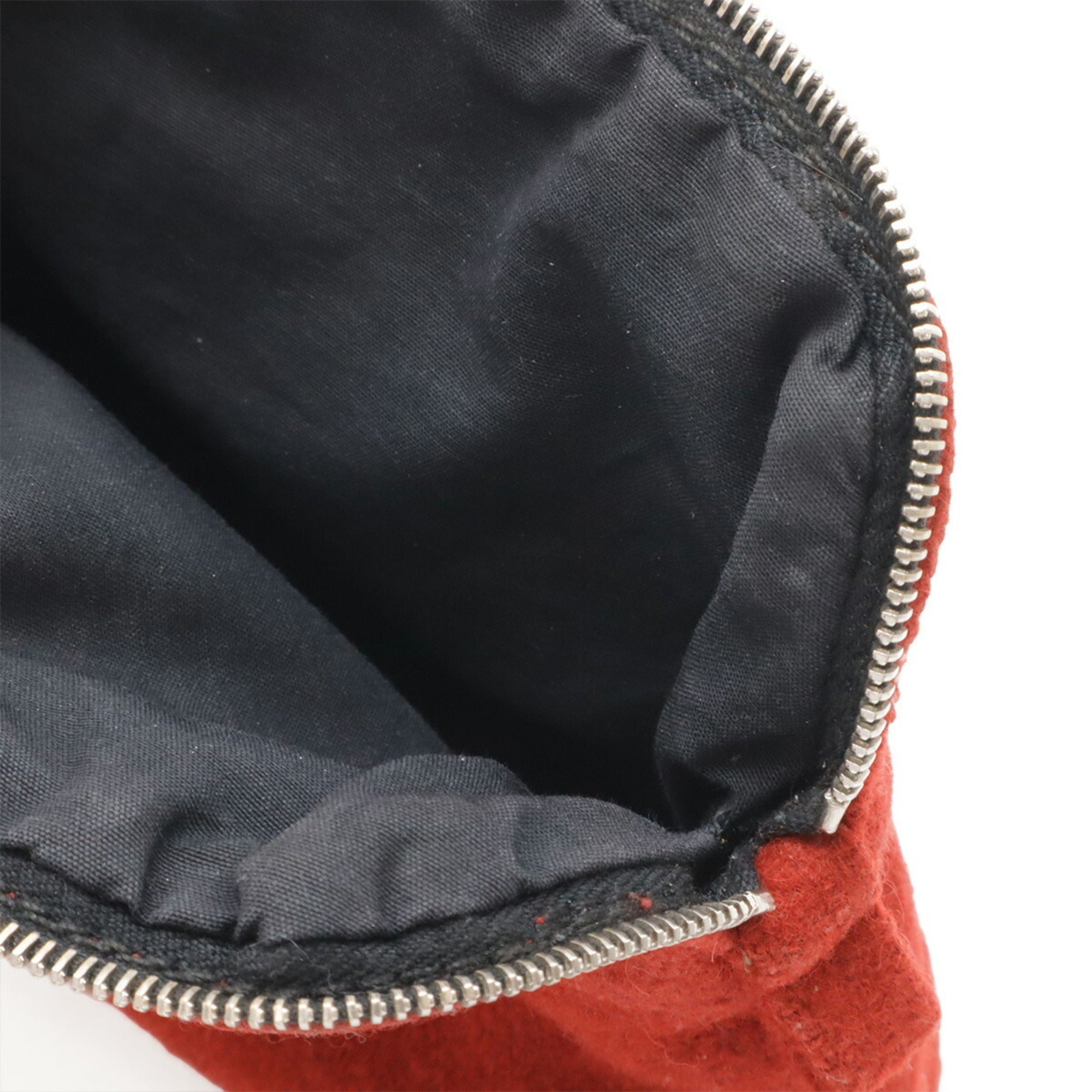 Hermes Black Red Color Felt Handbag Pouch (Pre-Owned)