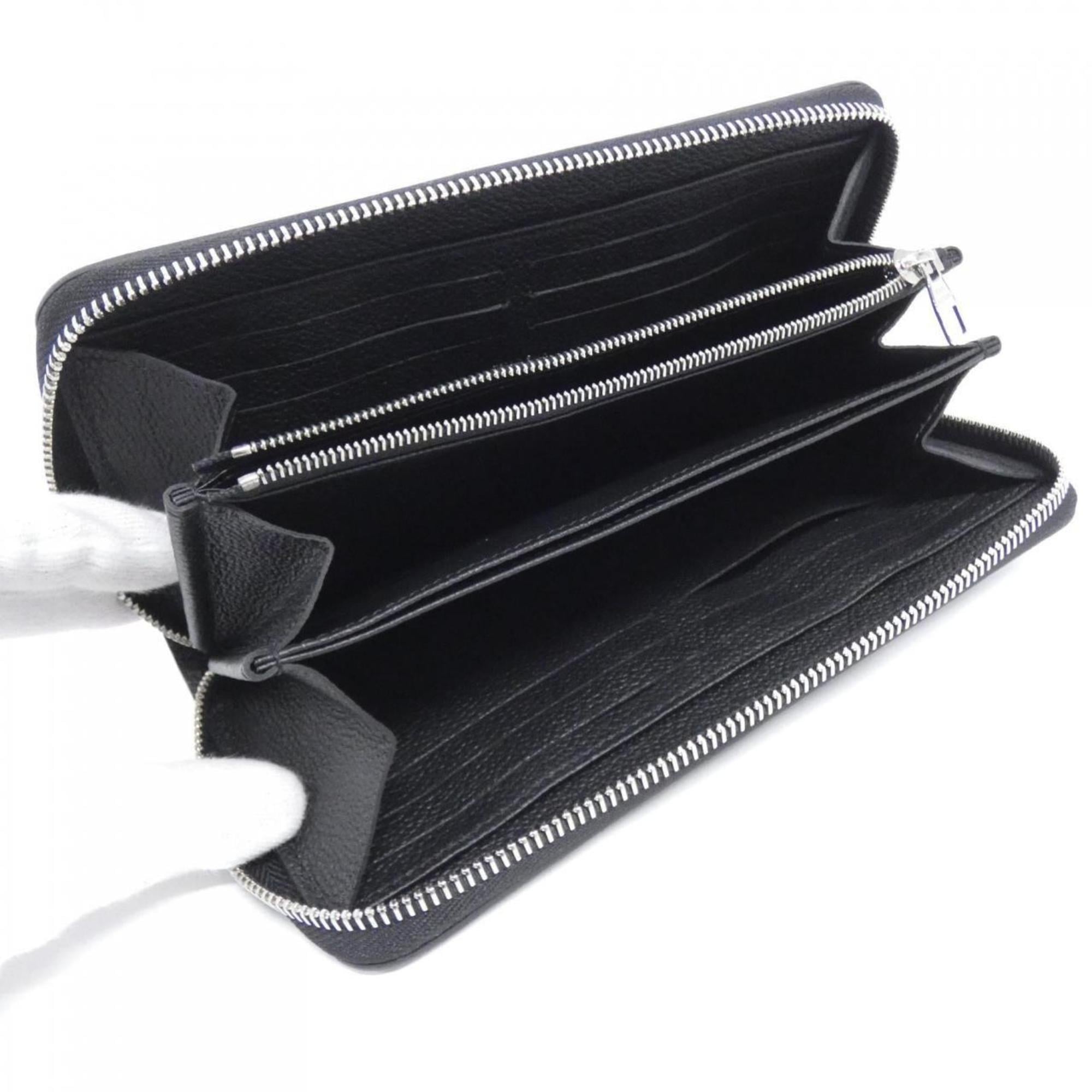 Louis Vuitton Black Leather Long Wallet (Bi-Fold) (Pre-Owned)