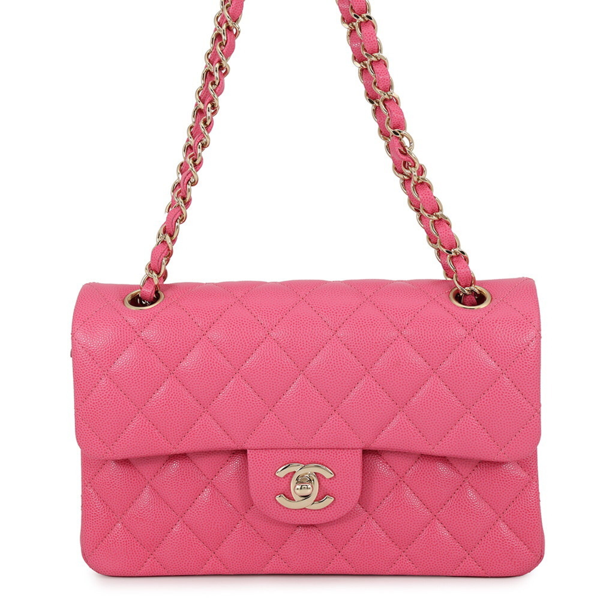 Chanel Matelasse Pink Grained Calfskin Handbag Shoulder Bag (Pre-Owned)