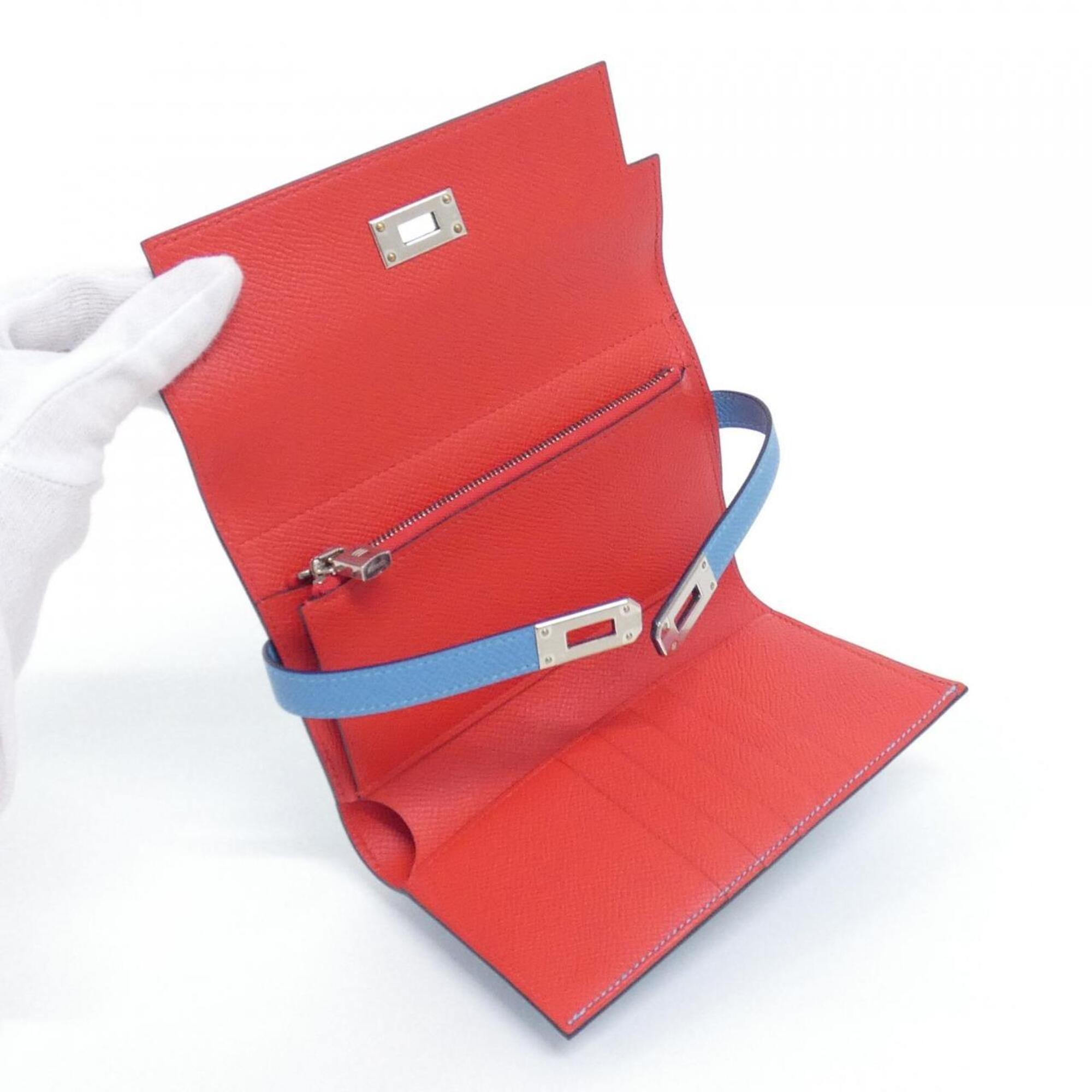 Hermes Blue Epsom Leather Wallet (Tri-Fold) (Pre-Owned)