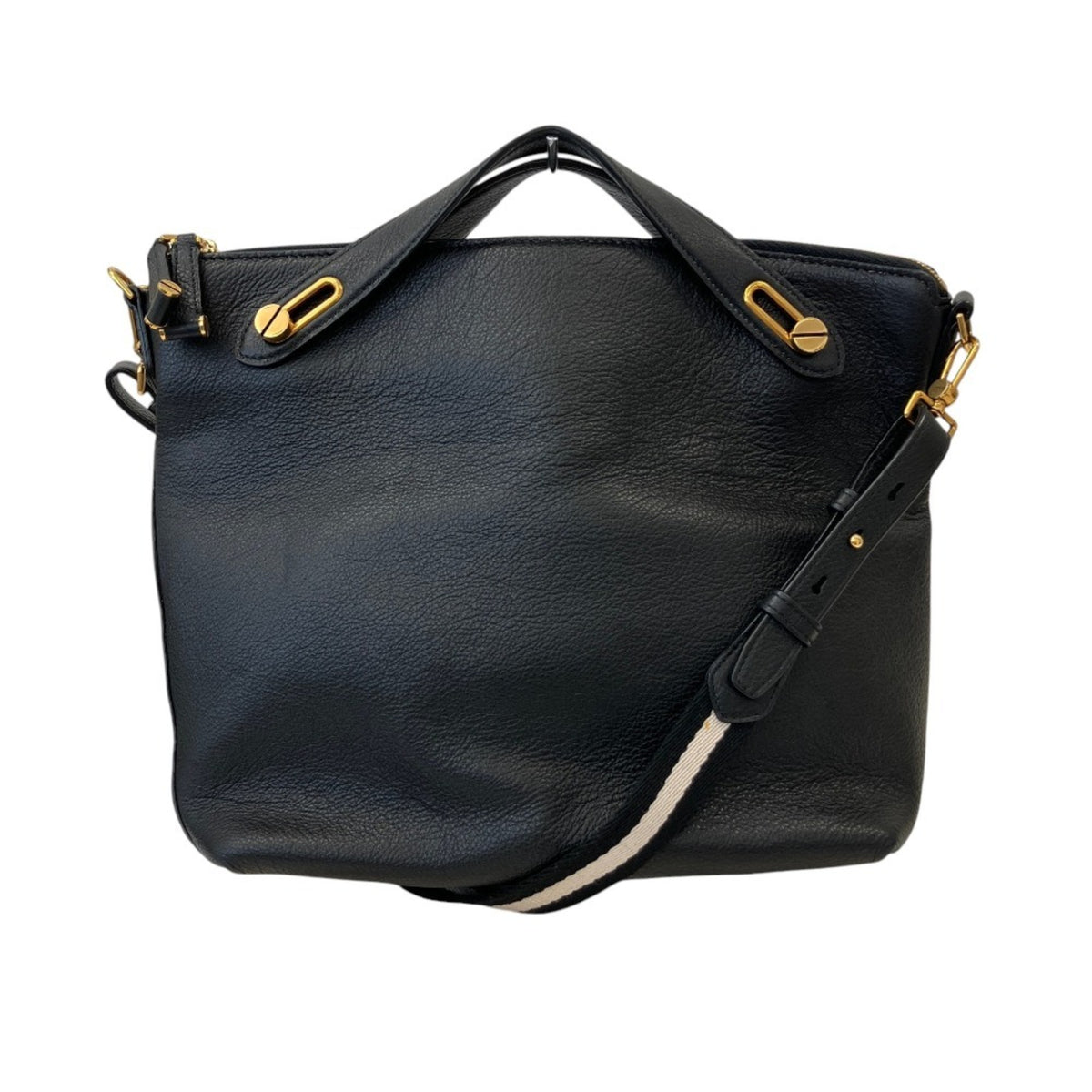 Bally Black White Yellow Leather Handbag Shoulder Bag (Pre-Owned)