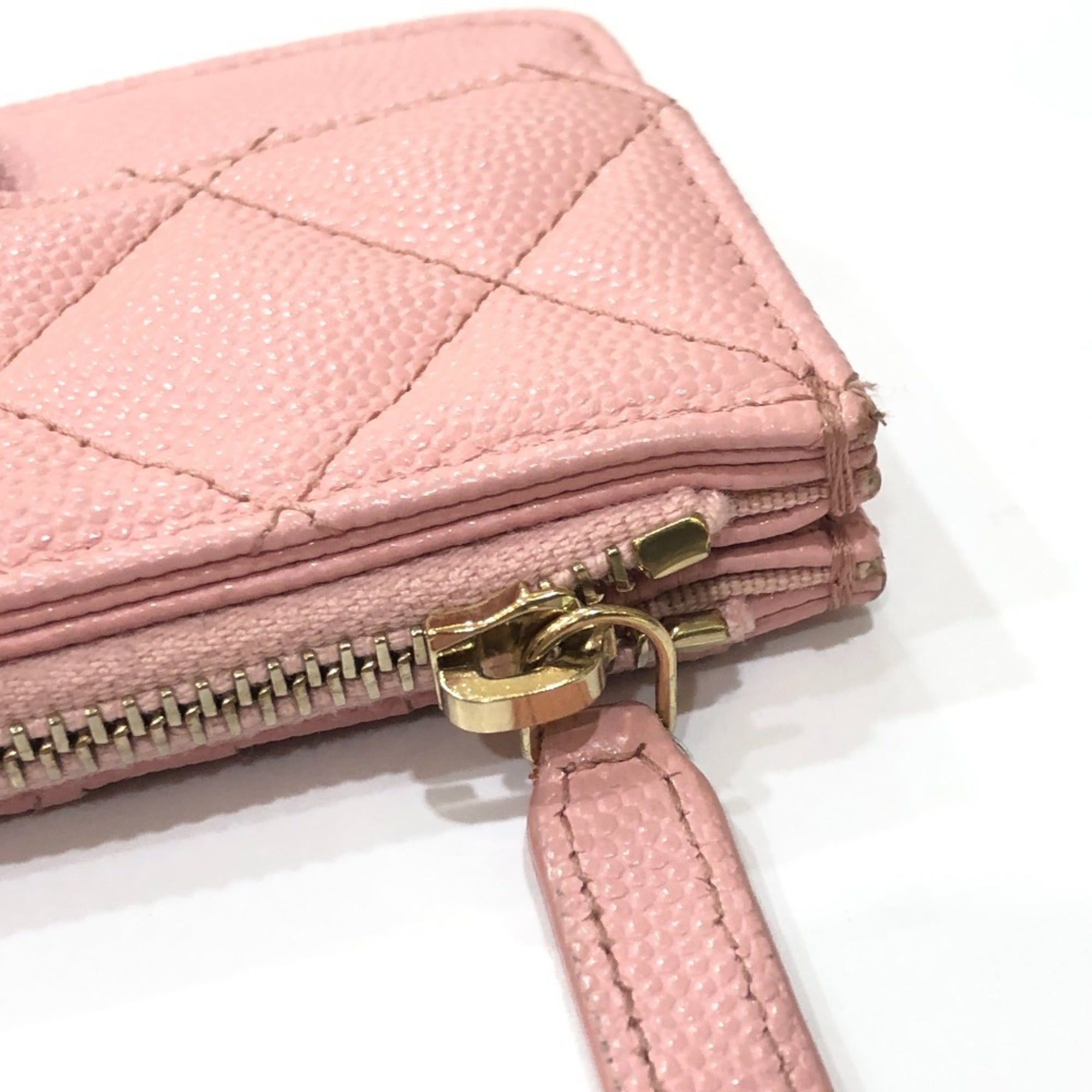 Chanel Pink Grained Calfskin Coin Purse/Coin Case (Pre-Owned)