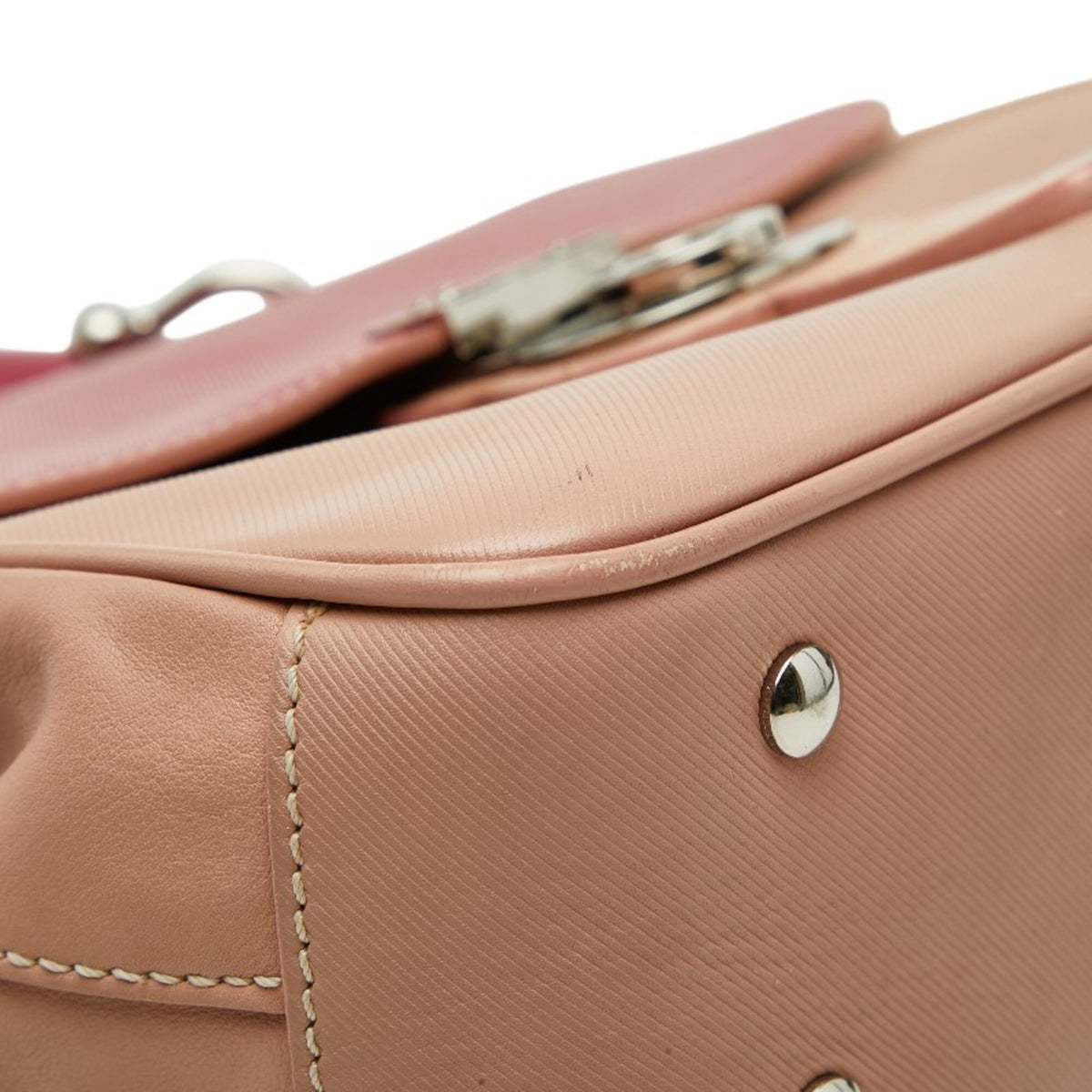 Burberry Pink Red Leather Handbag Shoulder Bag (Pre-Owned)