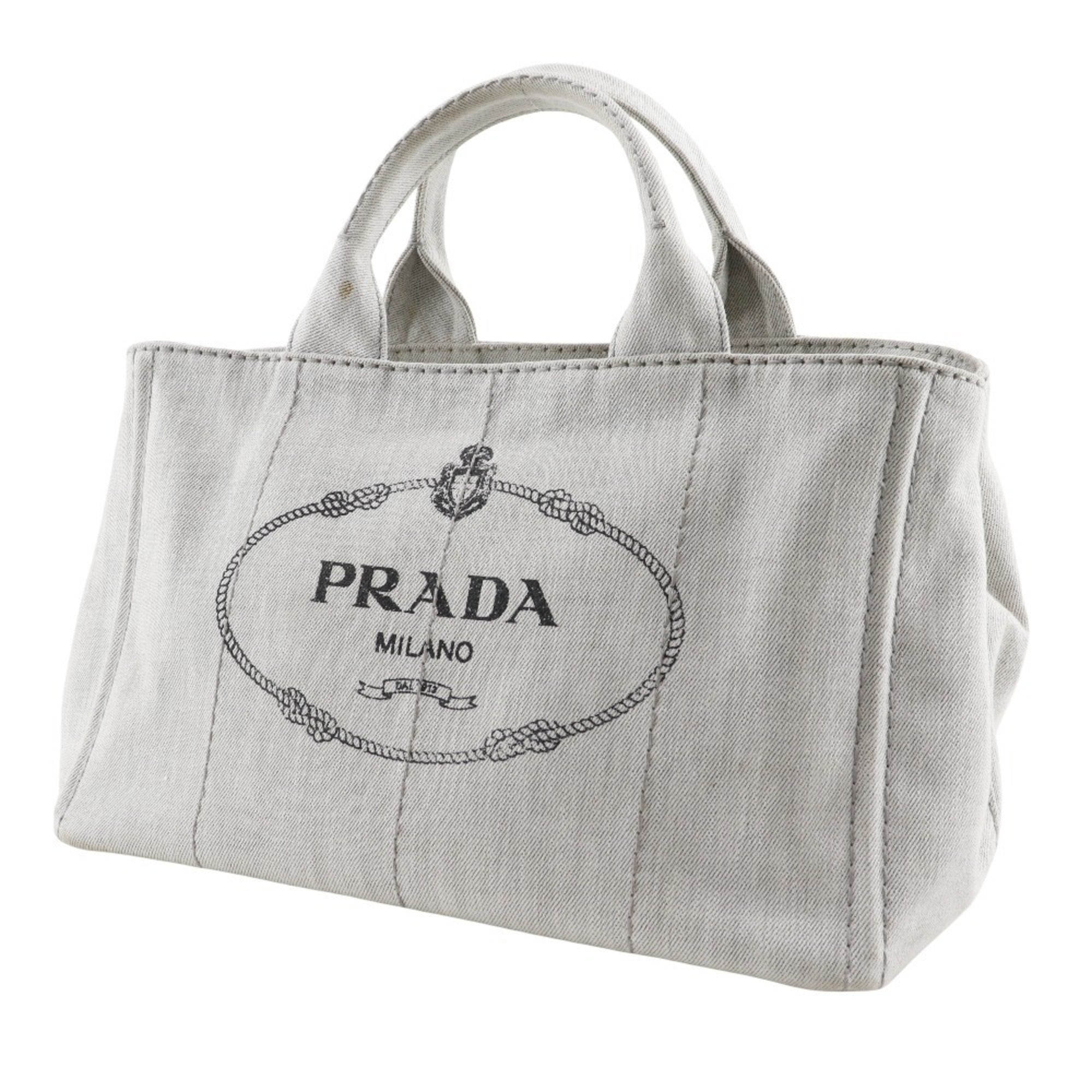 Prada Light Gray Denim Handbag (Pre-Owned)