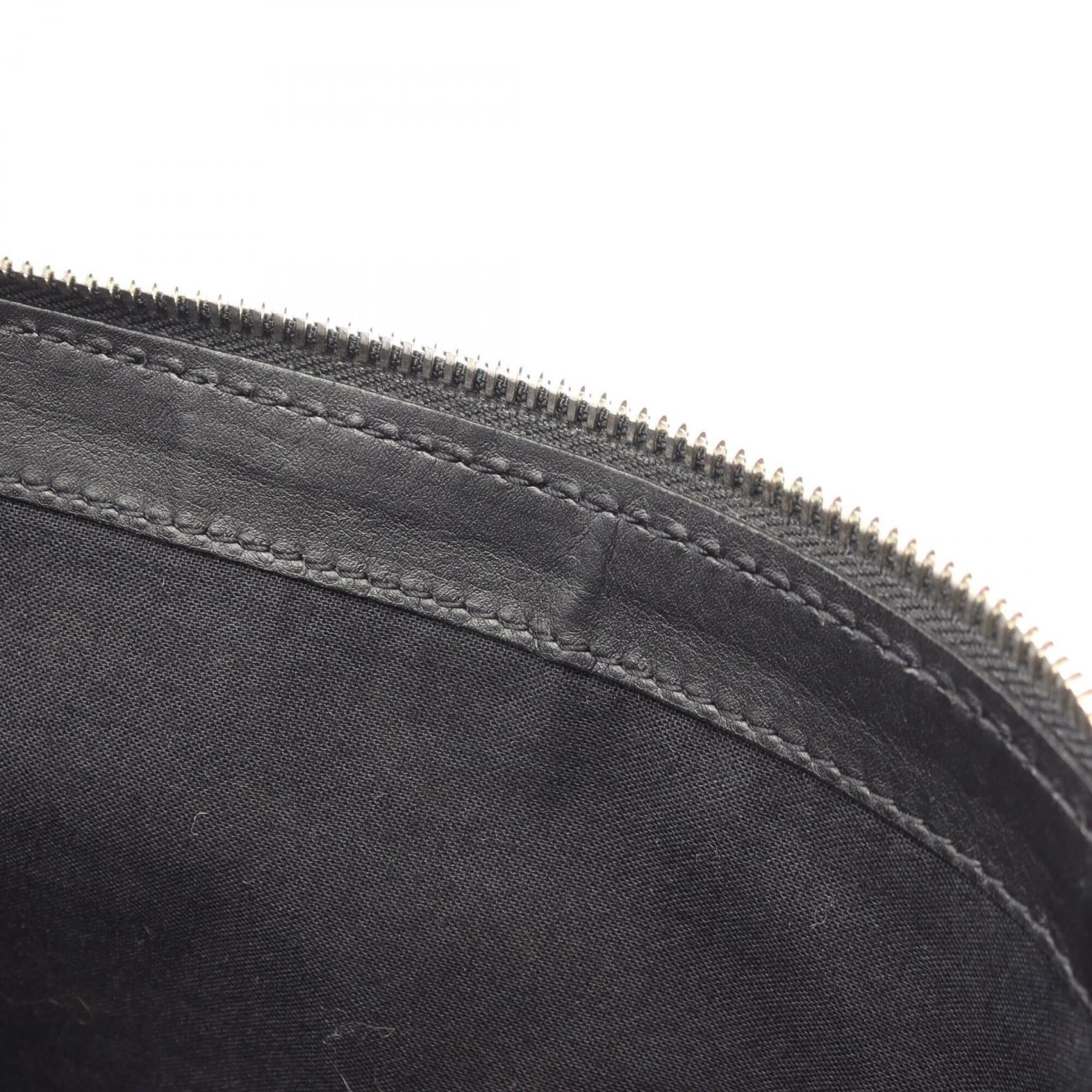 Balenciaga Black Ivory Canvas Leather Clutch Bag (Pre-Owned)