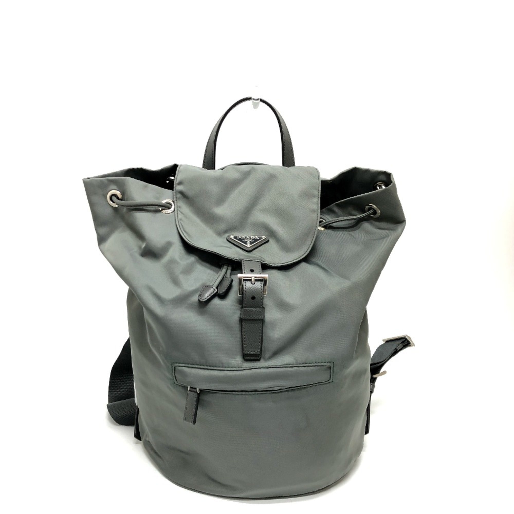 Prada Gray Leather Backpack (Pre-Owned)
