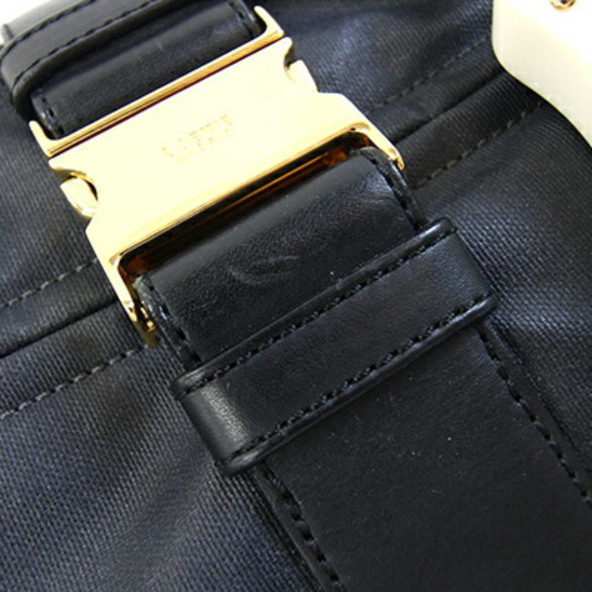 Loewe Black Coated Canvas Leather Boston Bag Handbag (Pre-Owned)