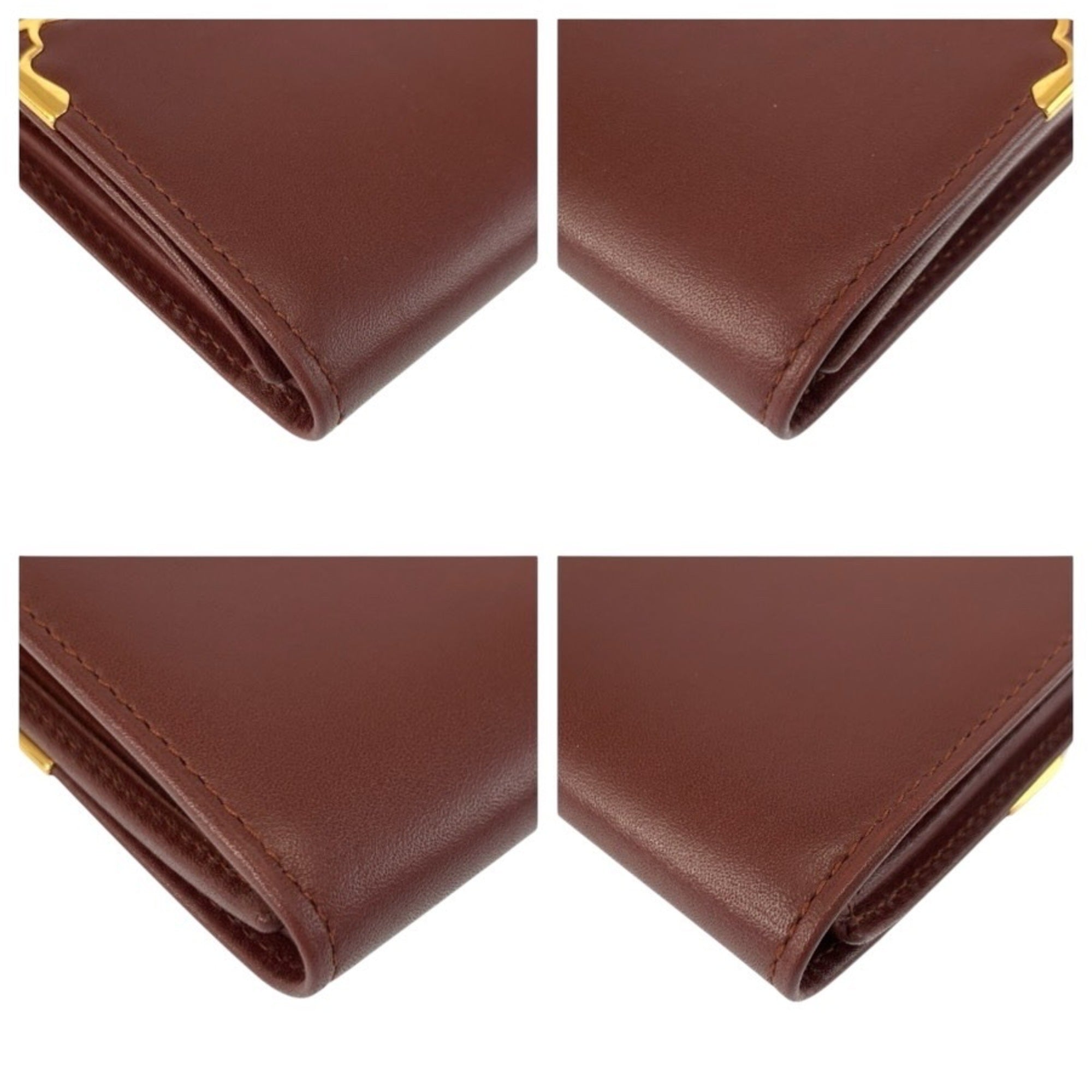 Cartier Bordeaux Leather Coin Purse/Coin Case (Pre-Owned)