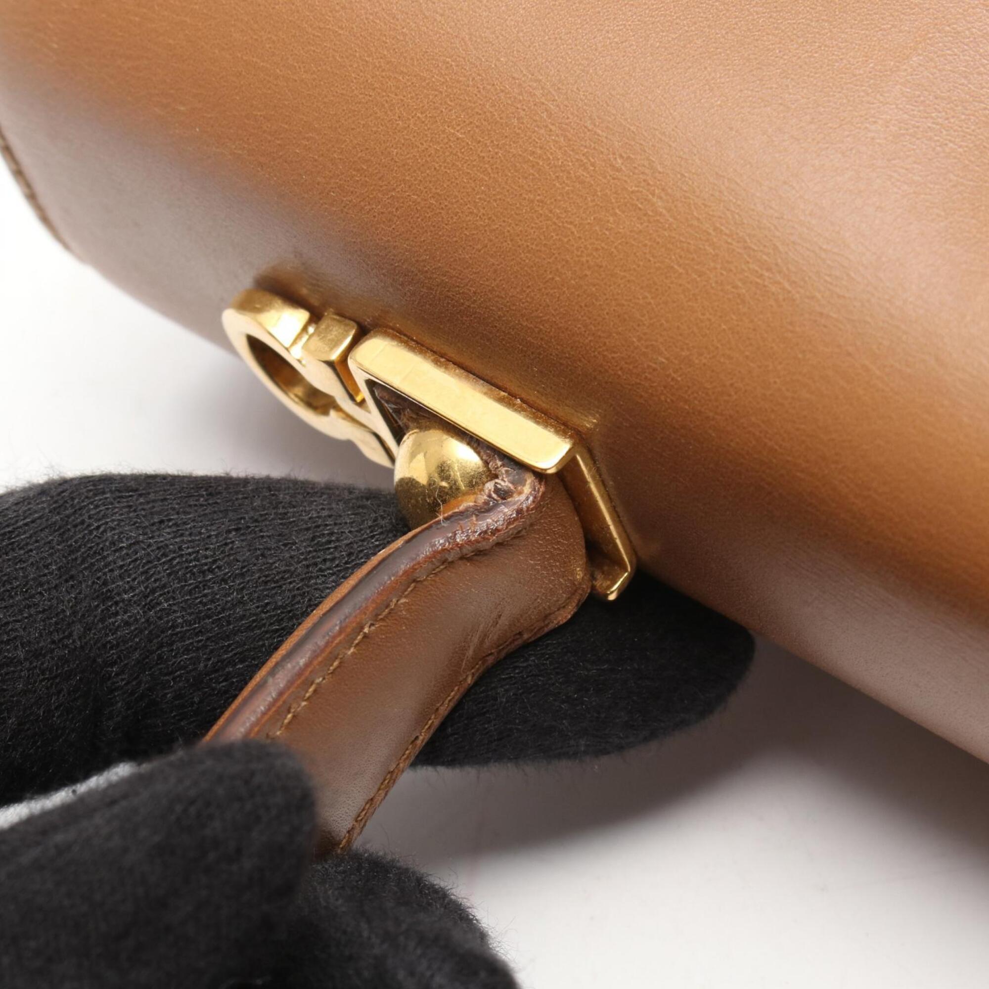 Salvatore Ferragamo Gancini Brown Leather Handbag (Pre-Owned)