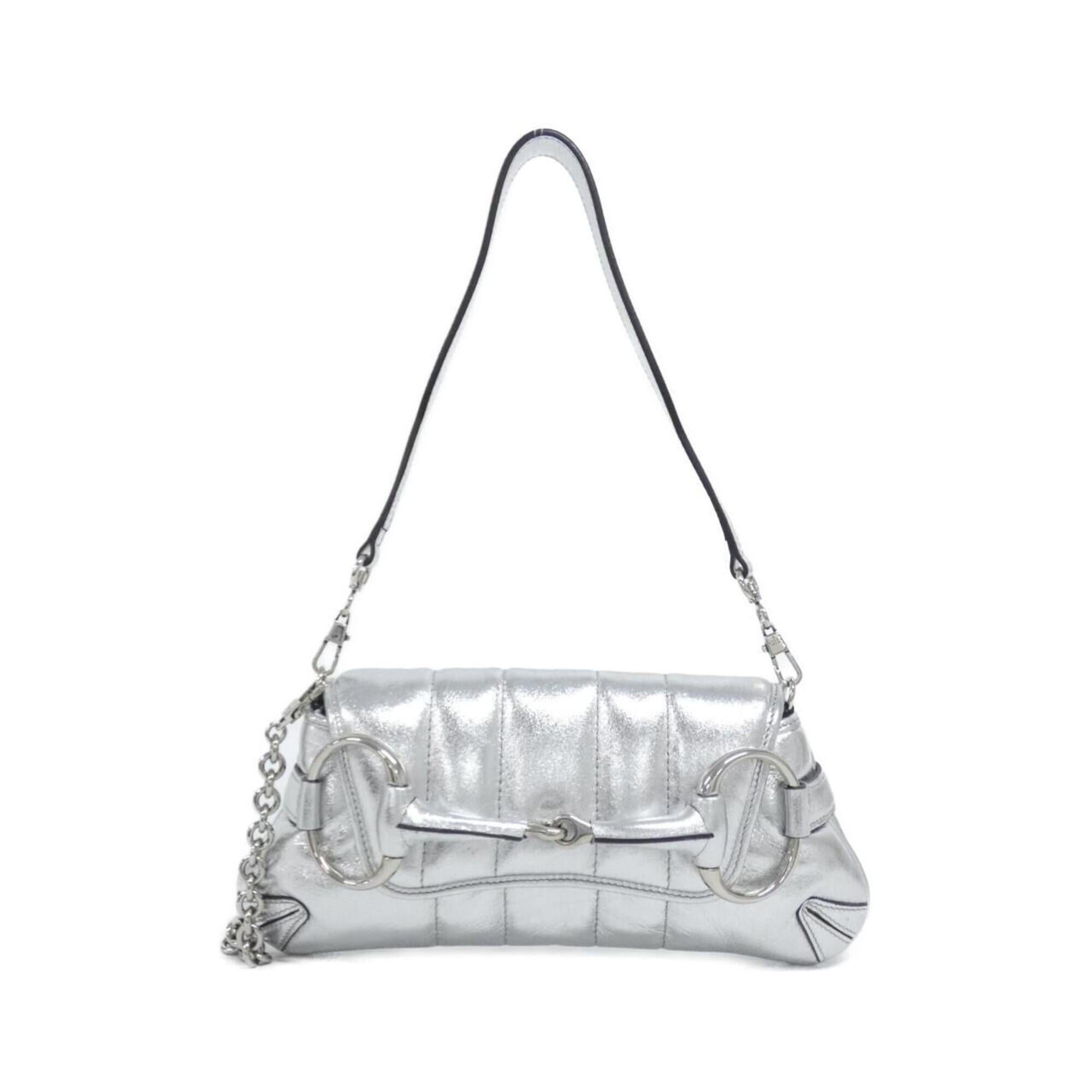 Gucci Silver Leather Shoulder Bag (Pre-Owned)