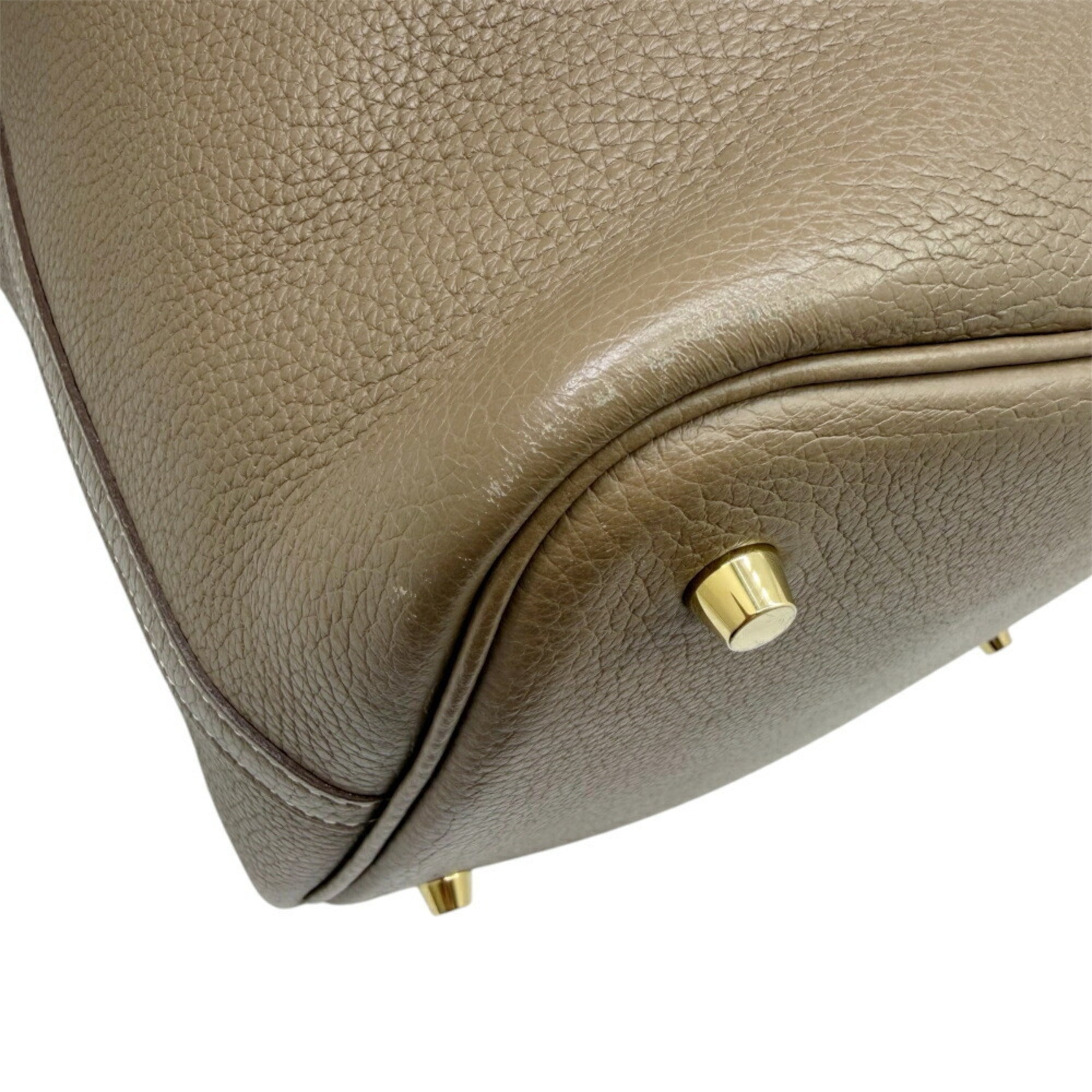 Hermes Etoupe Gray Taurillon Clemence Leather Handbag (Pre-Owned)