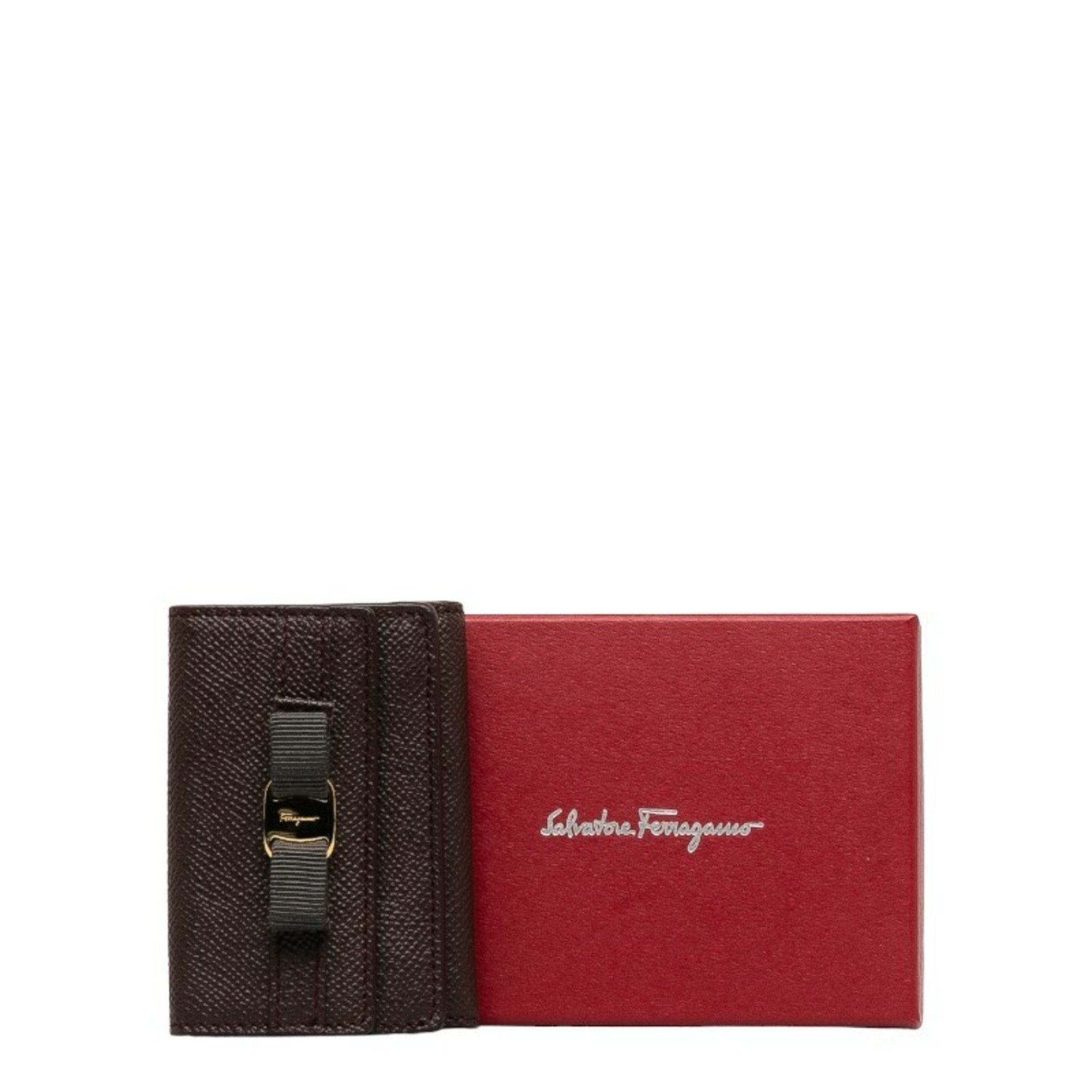 Salvatore Ferragamo Brown Leather Wallet (Tri-Fold) (Pre-Owned)