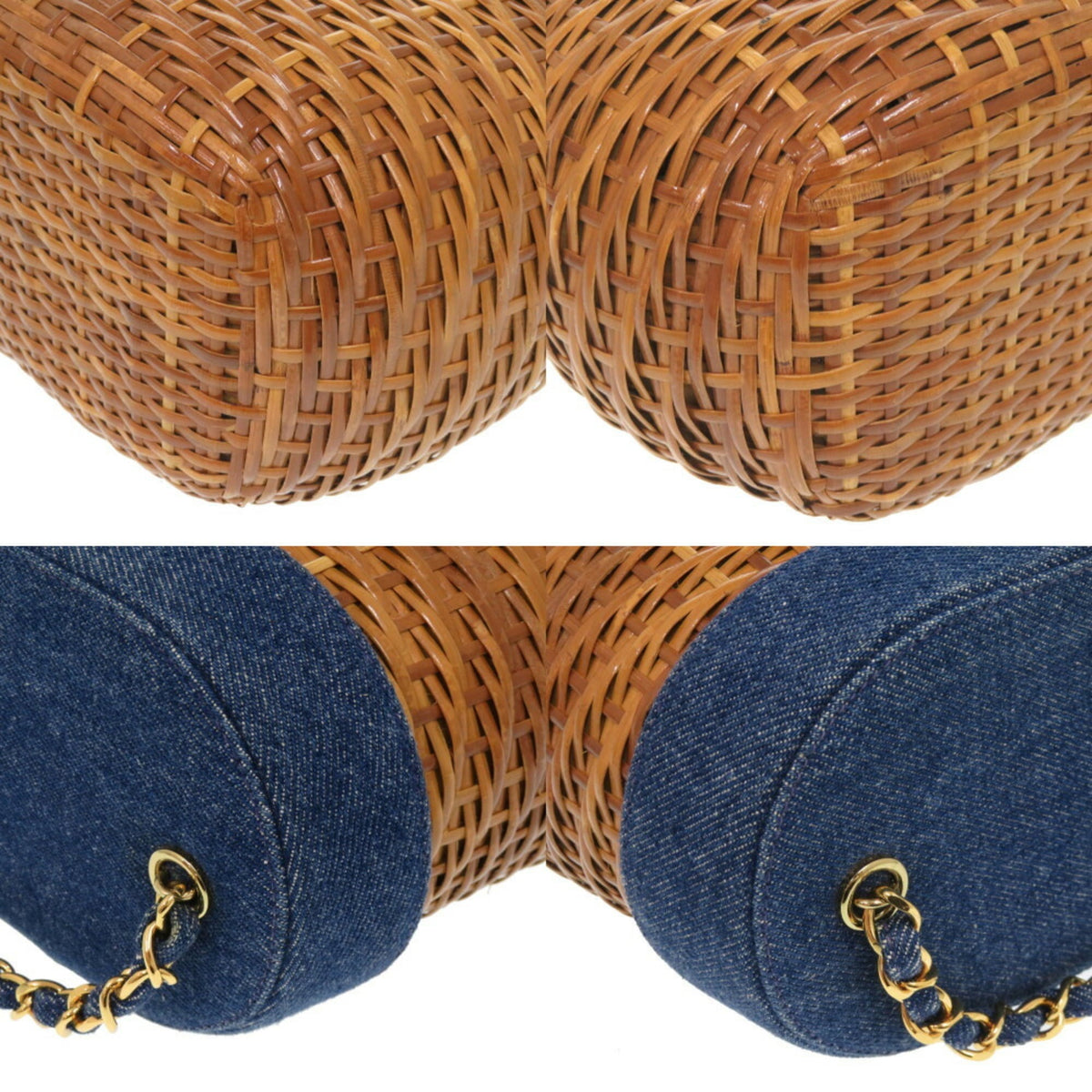Chanel Navy Straw Leather Shoulder Bag (Pre-Owned)