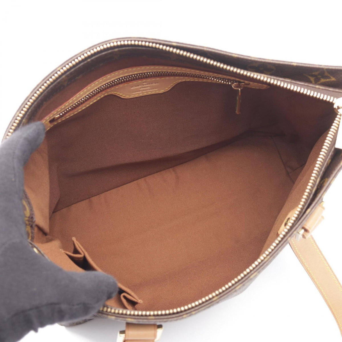 Louis Vuitton Brown Coated Canvas Leather Handbag Shoulder Bag (Pre-Owned)