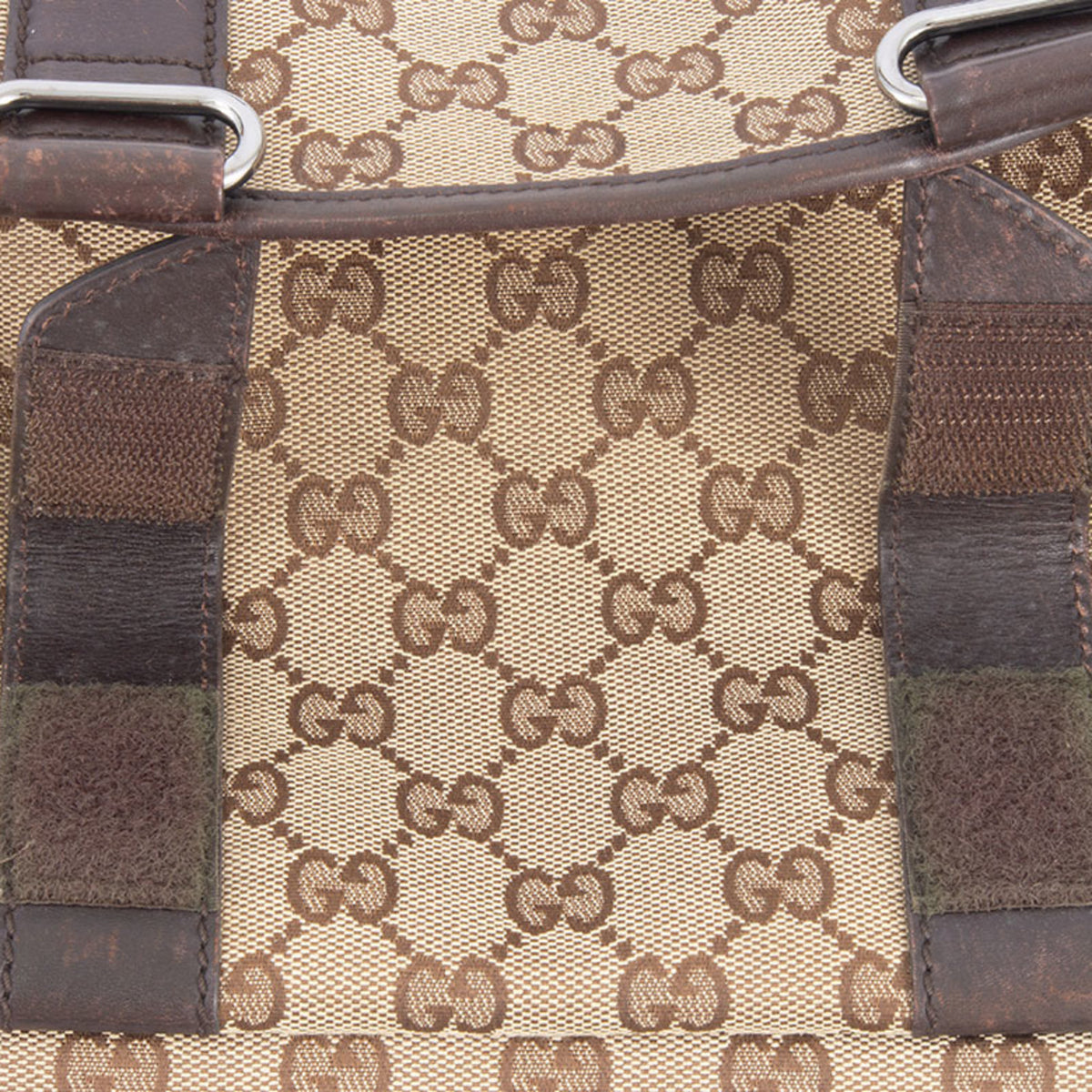 Gucci Beige Brown Gg Canvas Leather Shoulder Bag (Pre-Owned)