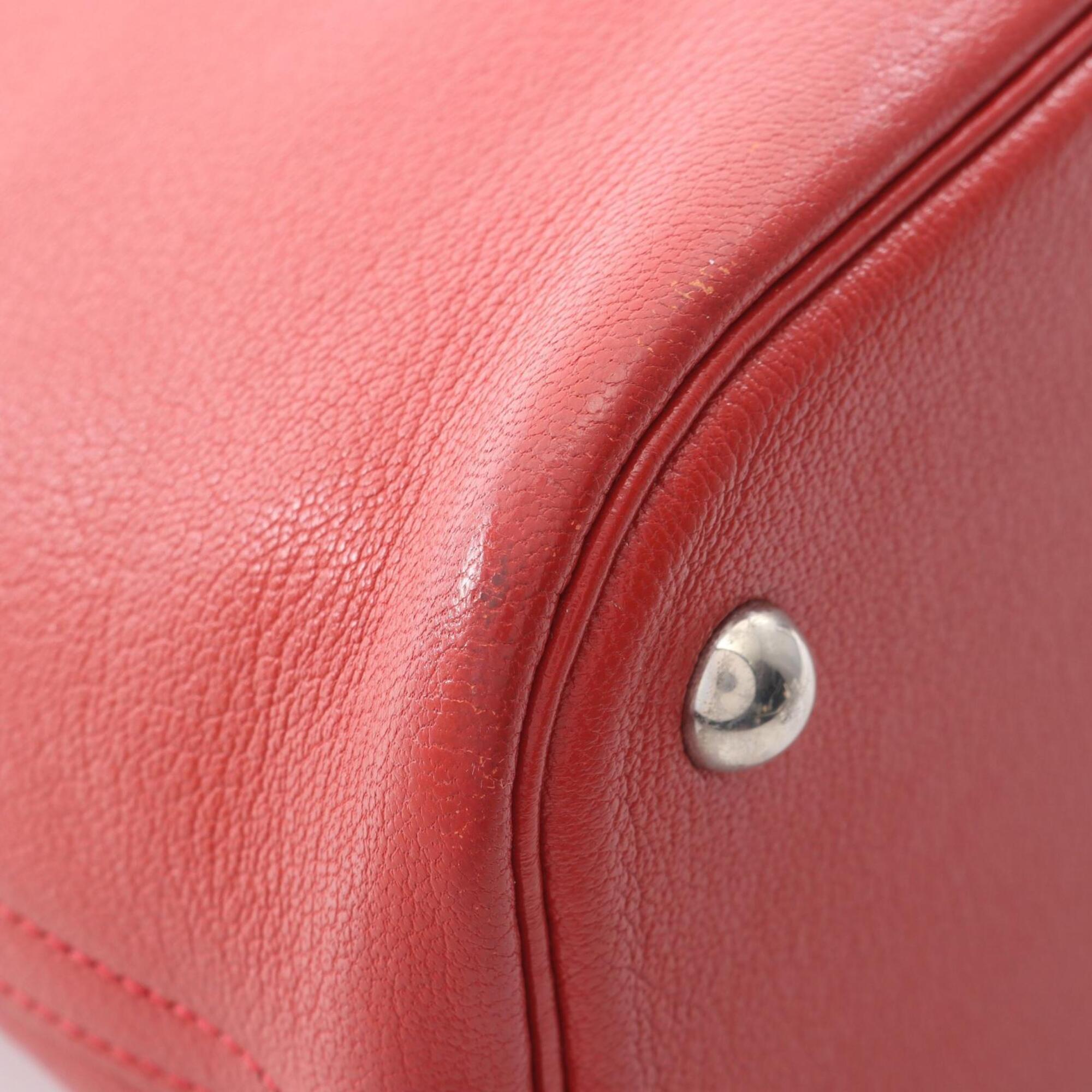 Hermes Red Color Rouge Garance Chevre Leather Handbag (Pre-Owned)