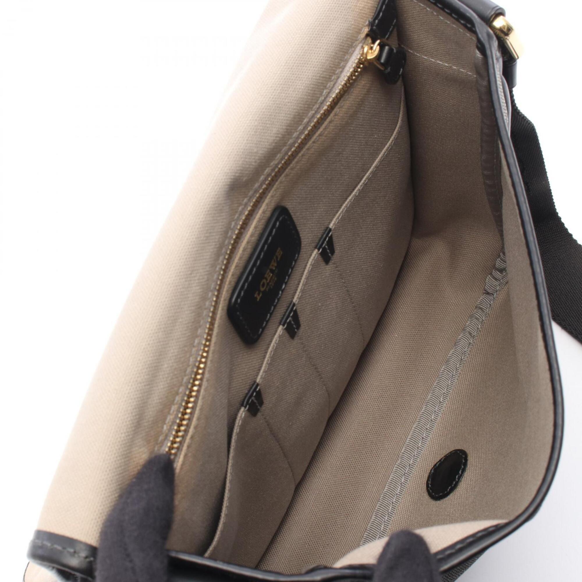 Loewe Black Gray Coated Canvas Leather Handbag Shoulder Bag (Pre-Owned)