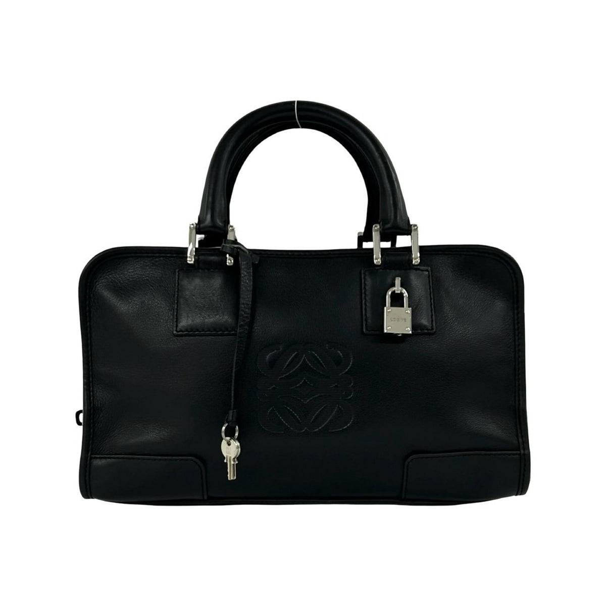 Loewe Black Leather Boston Bag Handbag Tote Bag (Pre-Owned)