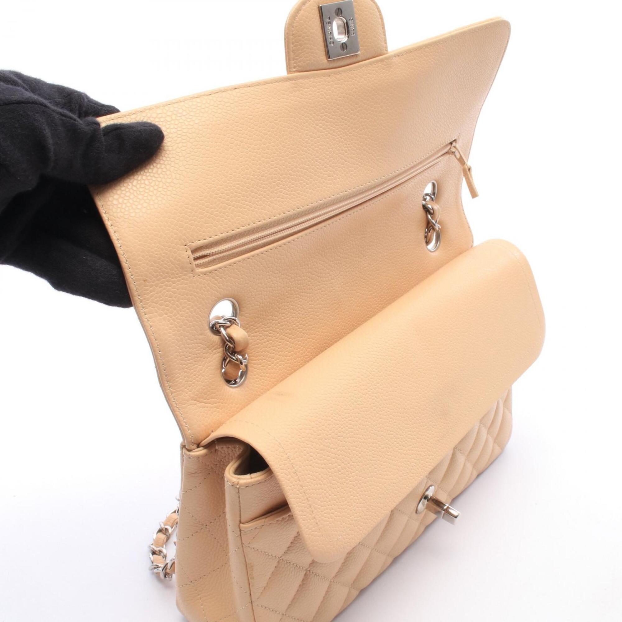 Chanel Beige Grained Calfskin Handbag Shoulder Bag (Pre-Owned)