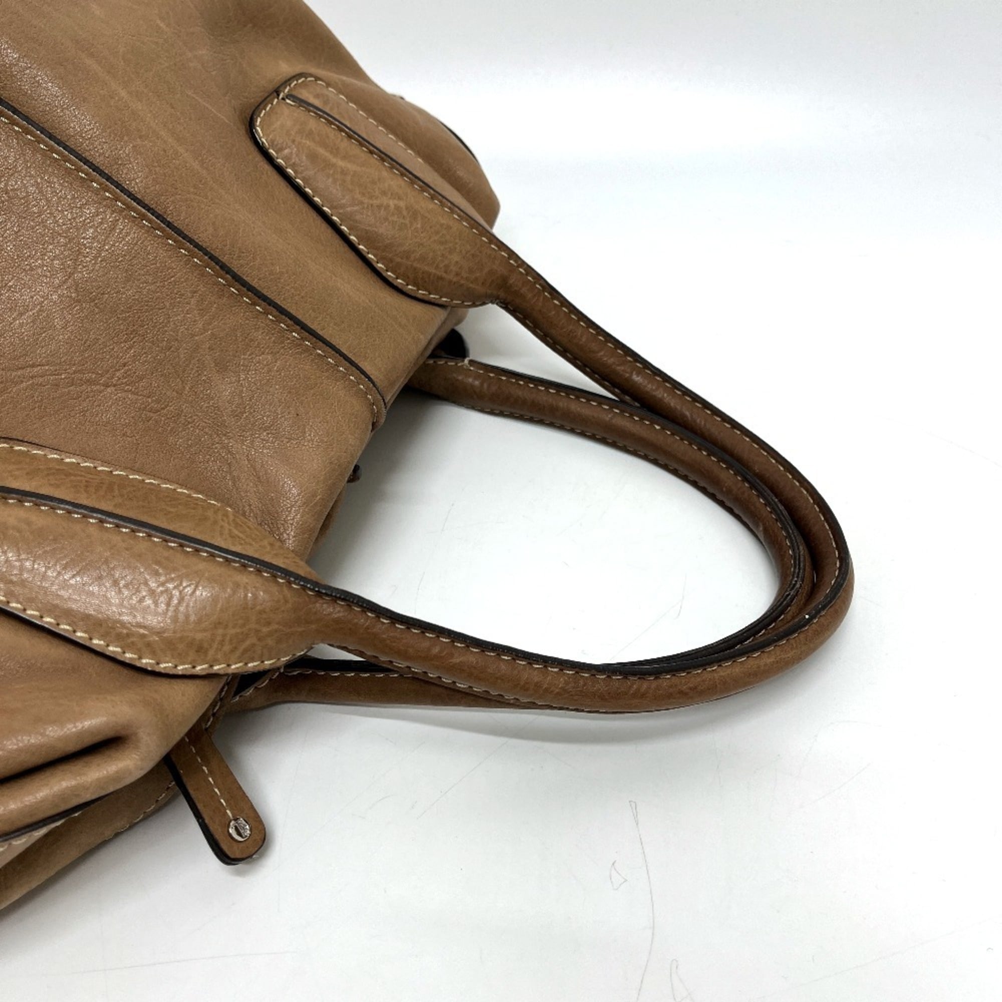 Tod's Brown Leather Boston Bag Handbag Shoulder Bag (Pre-Owned)