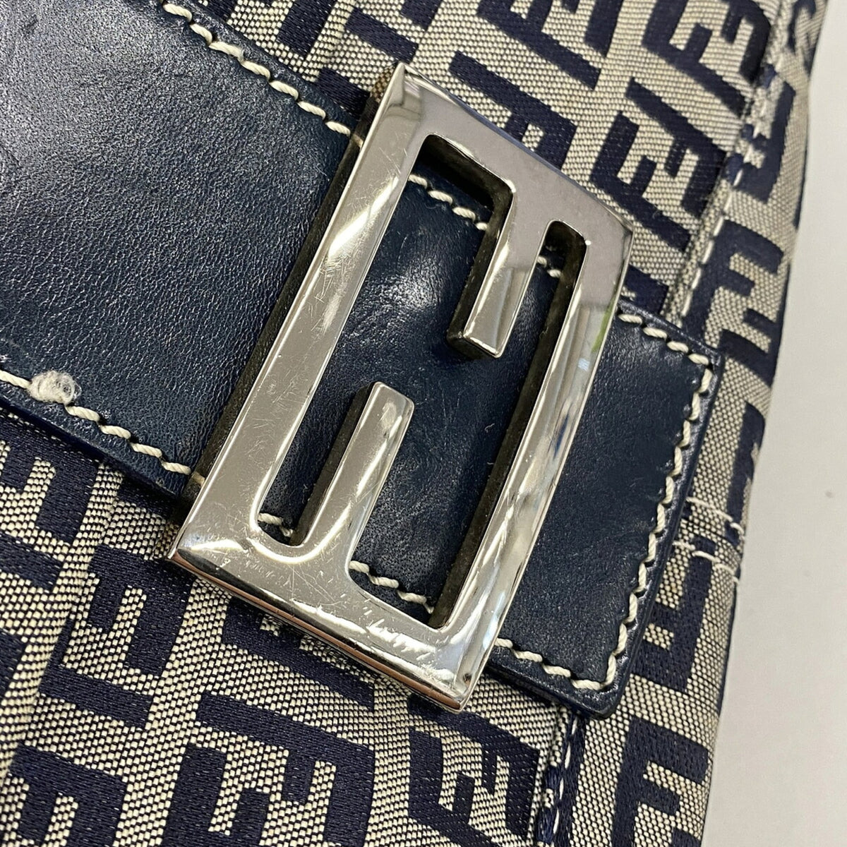 Fendi Navy Nylon Canvas Handbag (Pre-Owned)