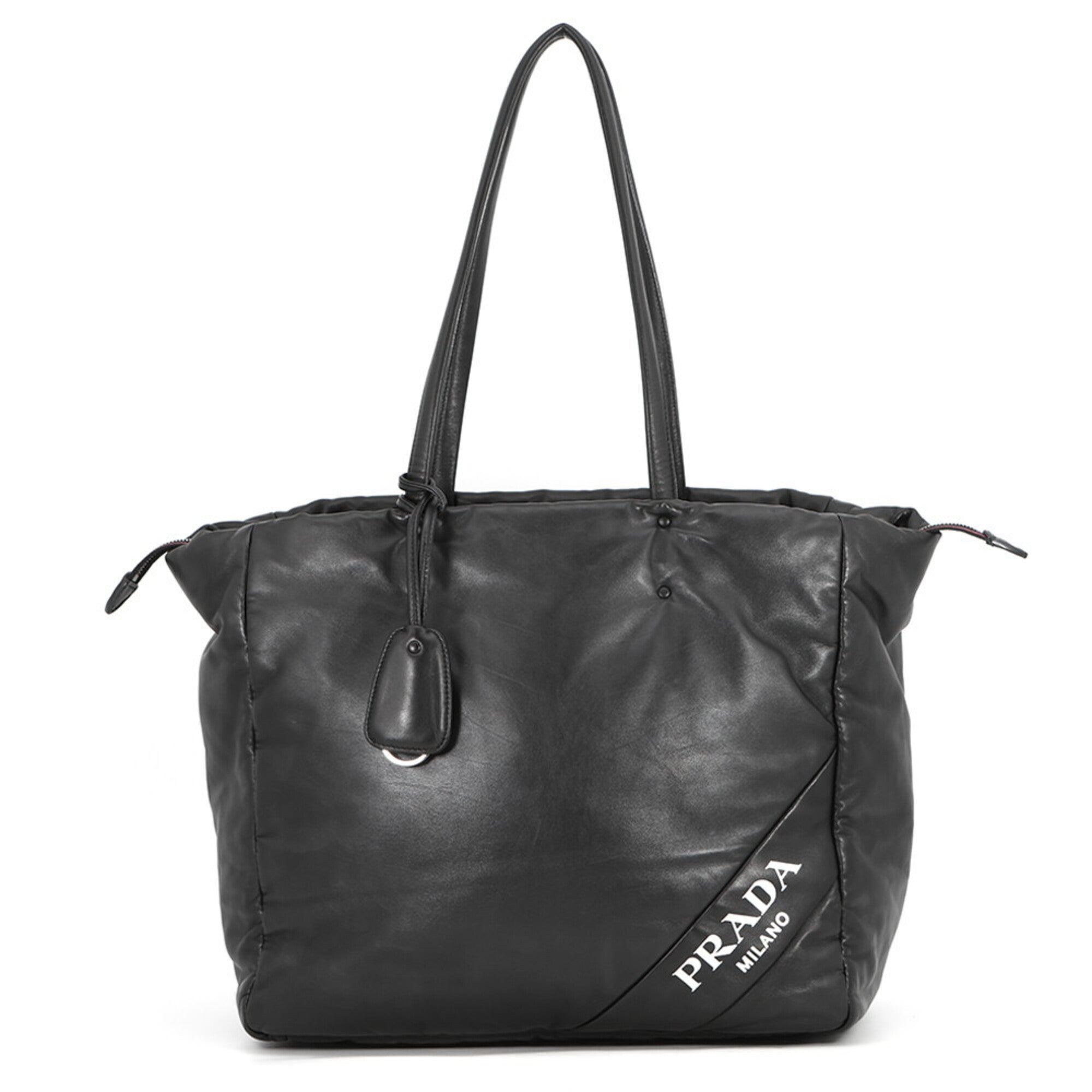 Prada Black Leather Handbag Tote Bag (Pre-Owned)