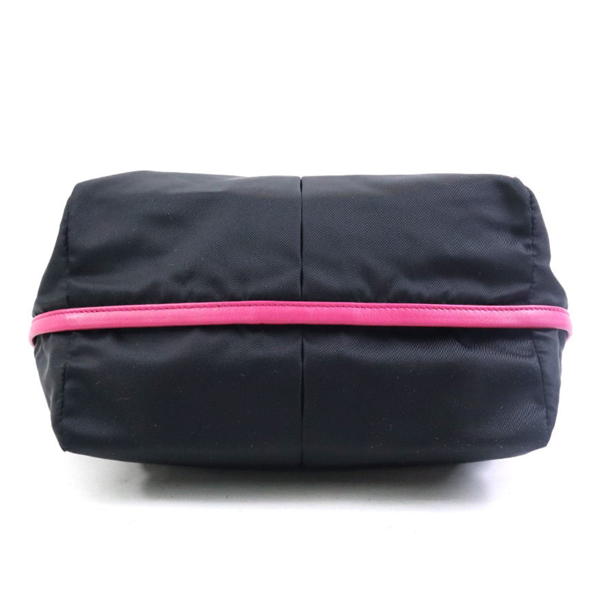 Salvatore Ferragamo Black Pink Nylon Leather Handbag Shoulder Bag (Pre-Owned)