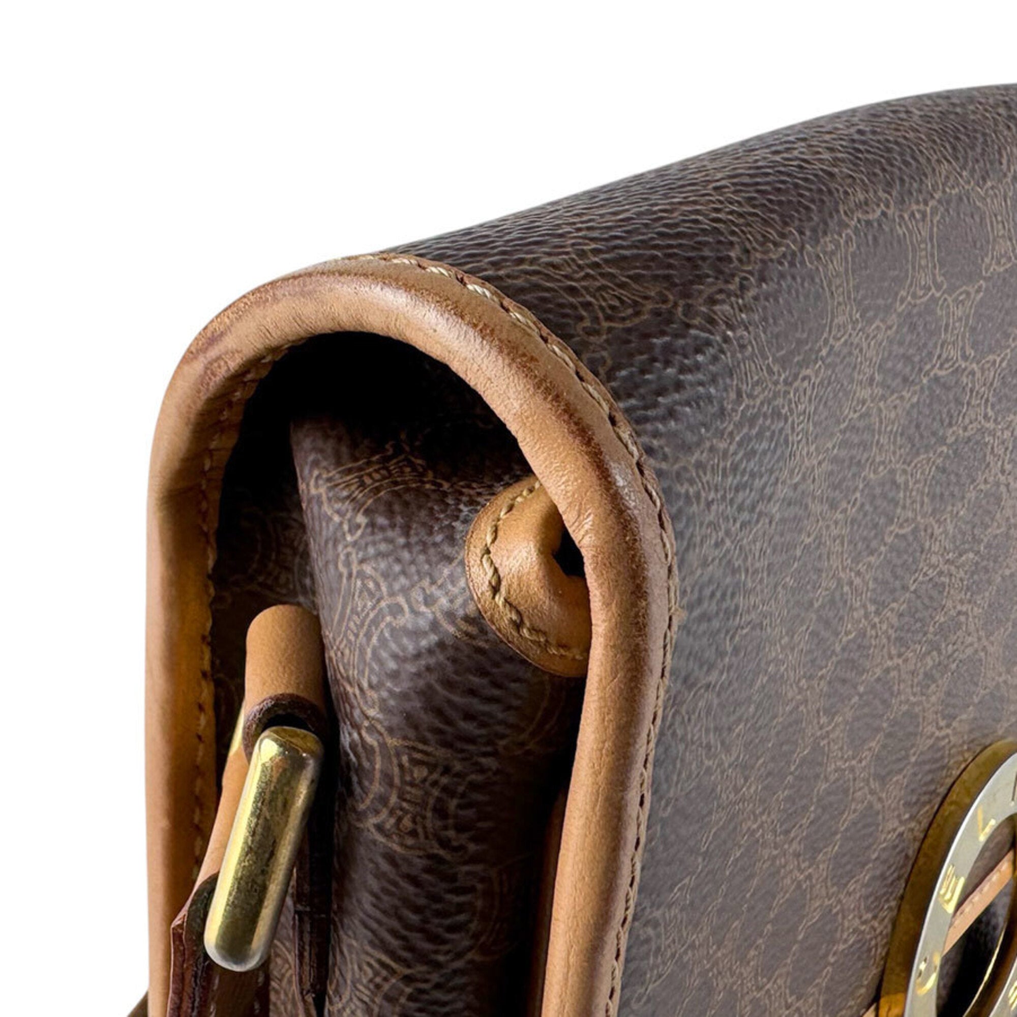 Celine Brown Coated Canvas Shoulder Bag (Pre-Owned)