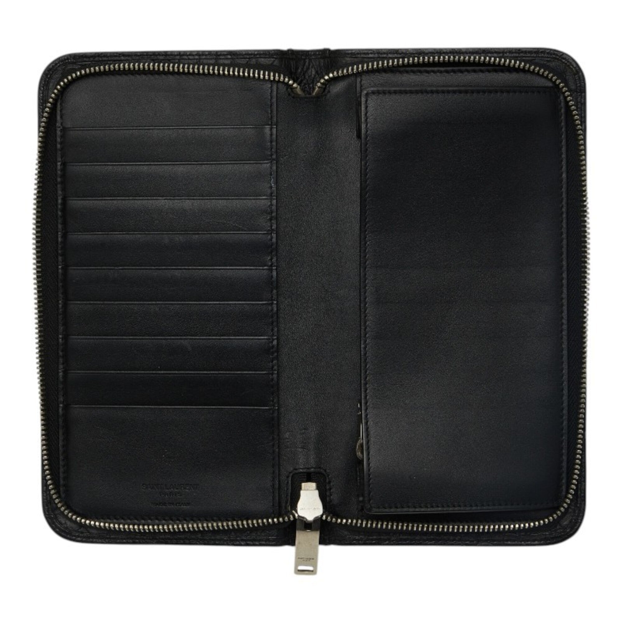 Saint Laurent Black Leather Long Wallet (Bi-Fold) (Pre-Owned)