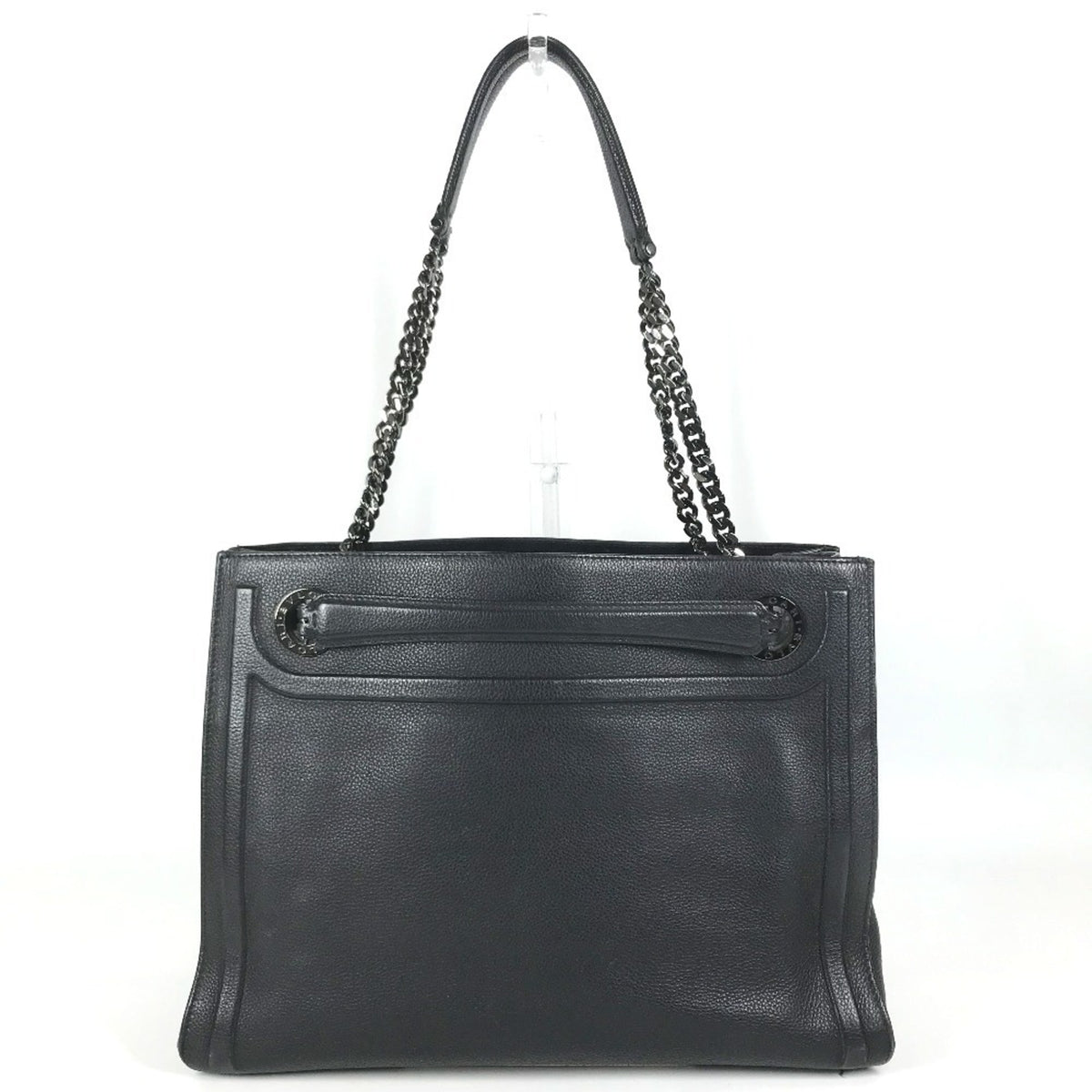Bvlgari Black Leather Shoulder Bag Tote Bag (Pre-Owned)