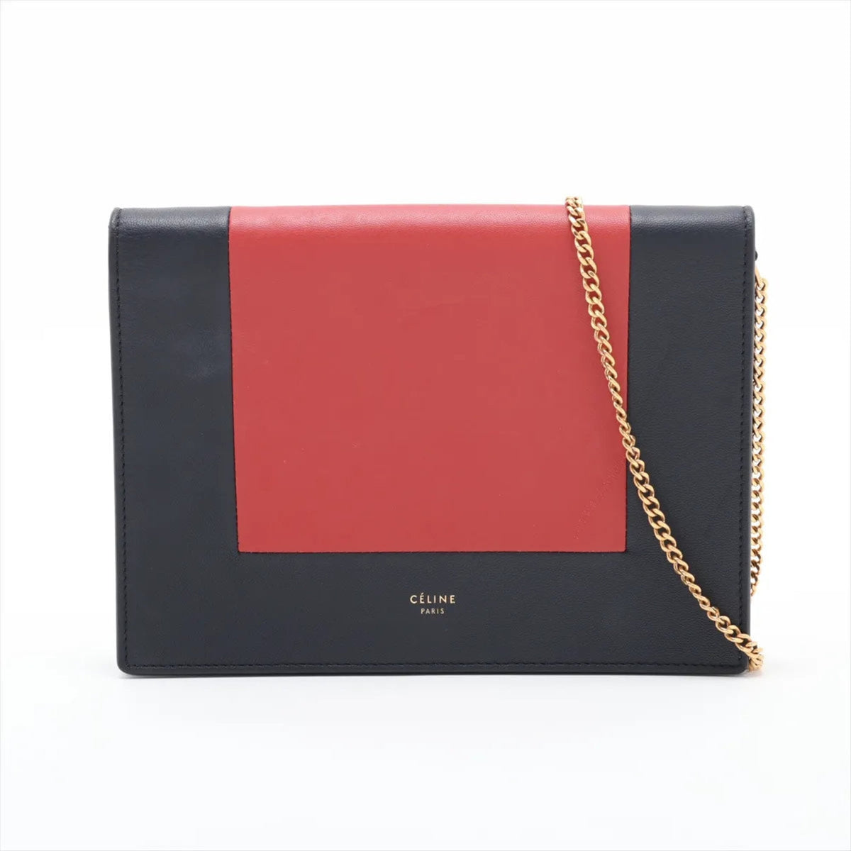 Celine Navy Red Color Leather Crossbody Bag Shoulder Bag (Pre-Owned)