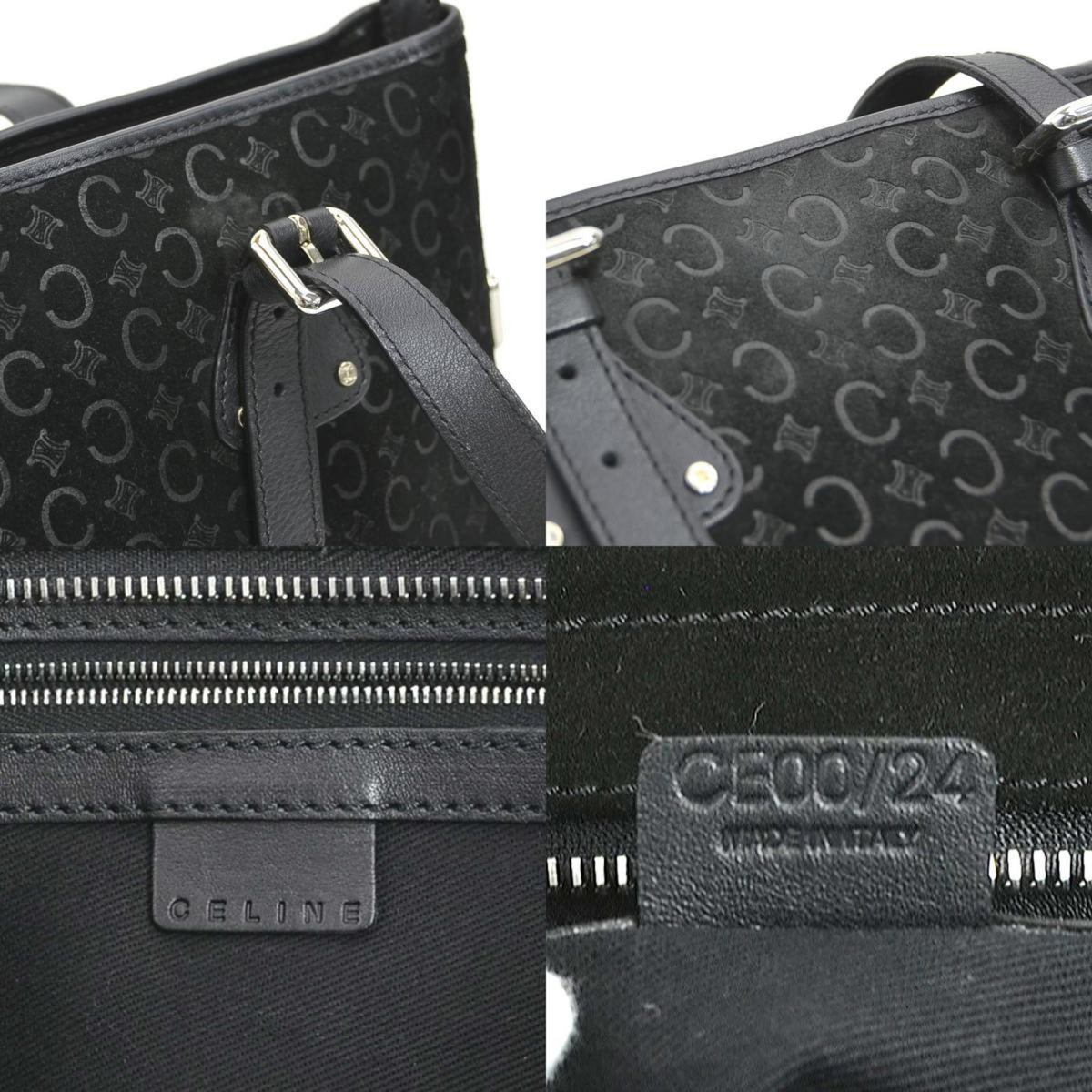 Celine Black Suede Leather Handbag Tote Bag (Pre-Owned)