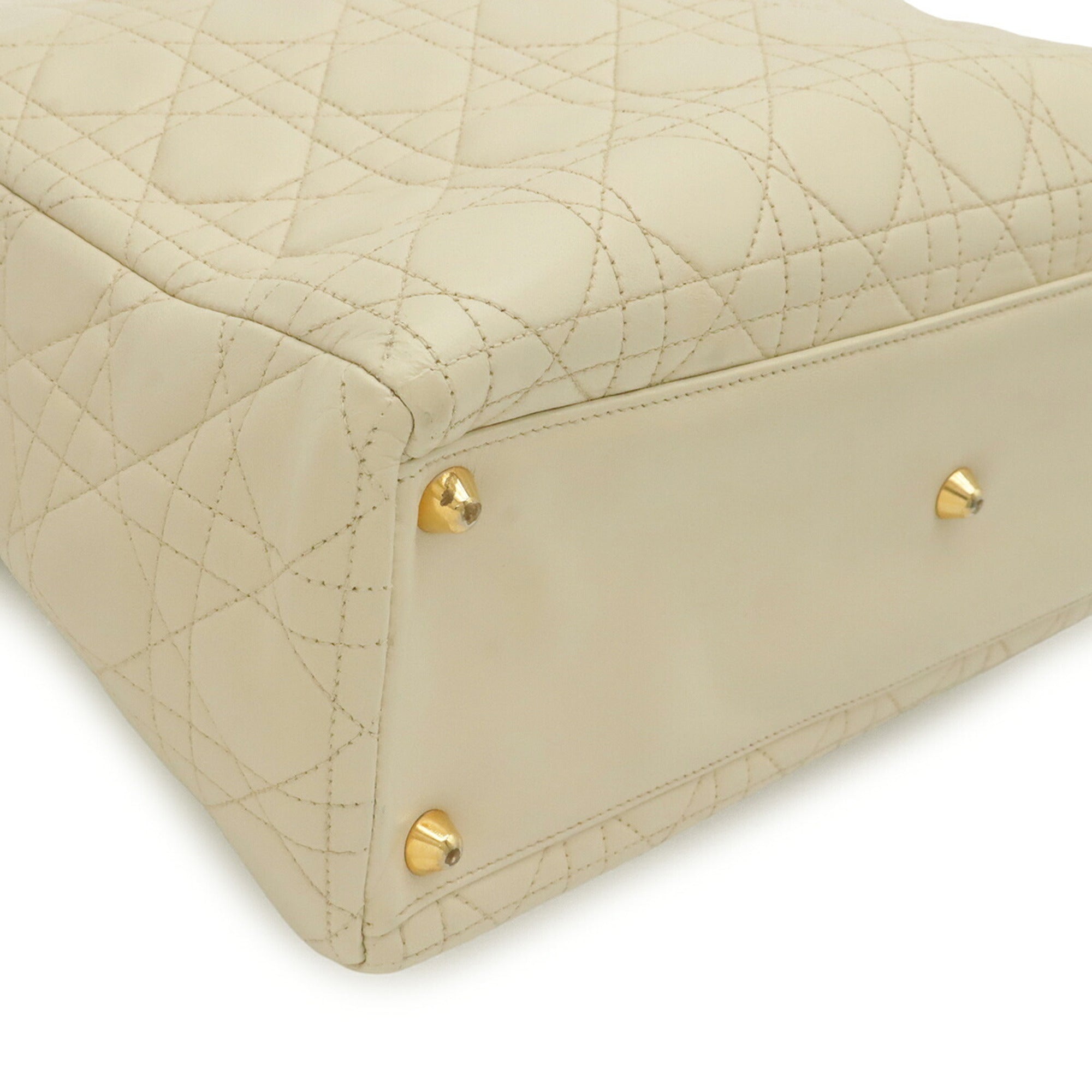 Christian Dior Cream Leather Handbag Shoulder Bag (Pre-Owned)