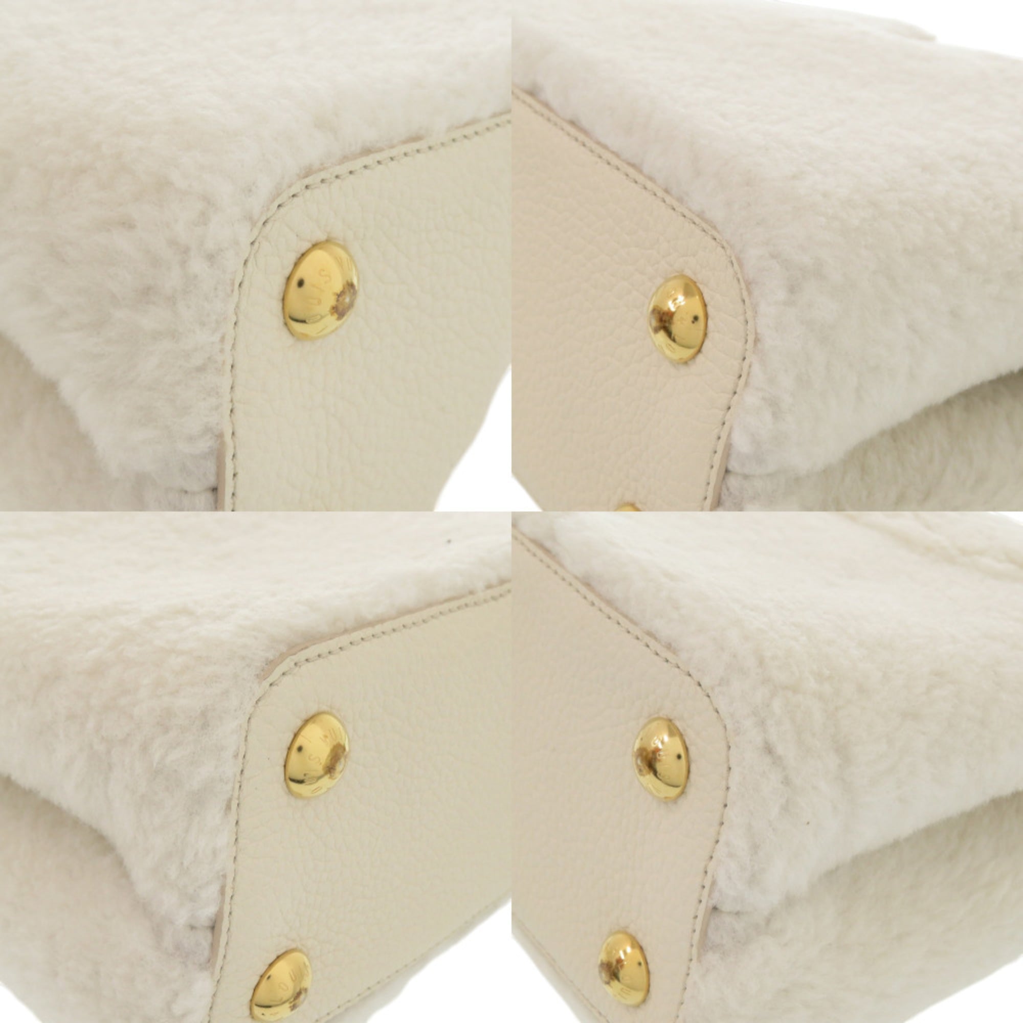Louis Vuitton Brown White Fur Leather Handbag (Pre-Owned)