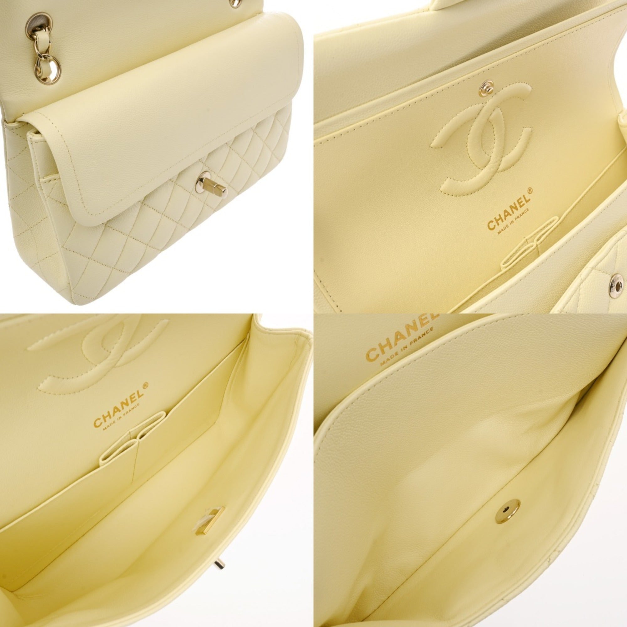 Chanel Yellow Grained Calfskin Handbag Shoulder Bag (Pre-Owned)