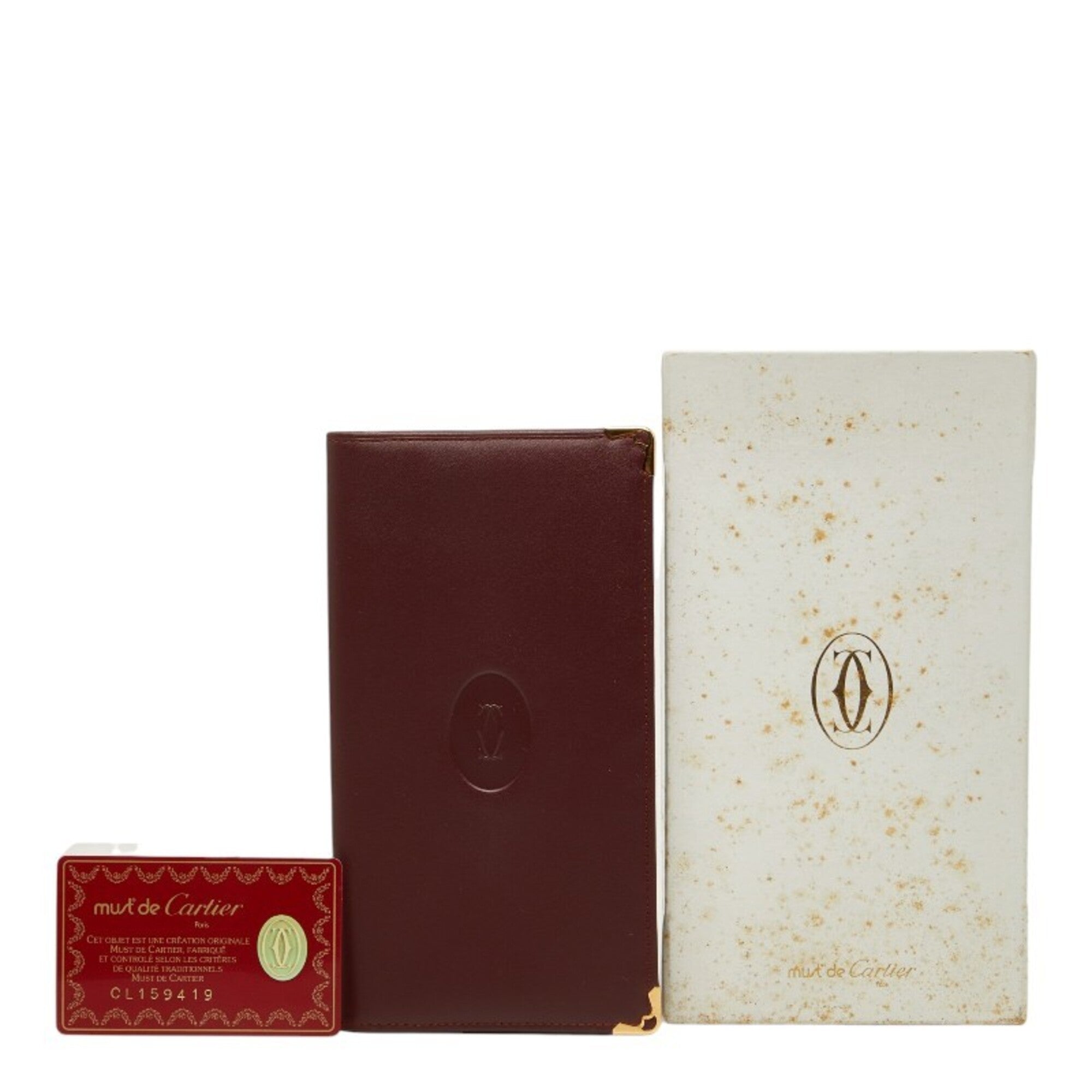 Cartier Must Bordeaux Leather Long Wallet (Bi-Fold) (Pre-Owned)
