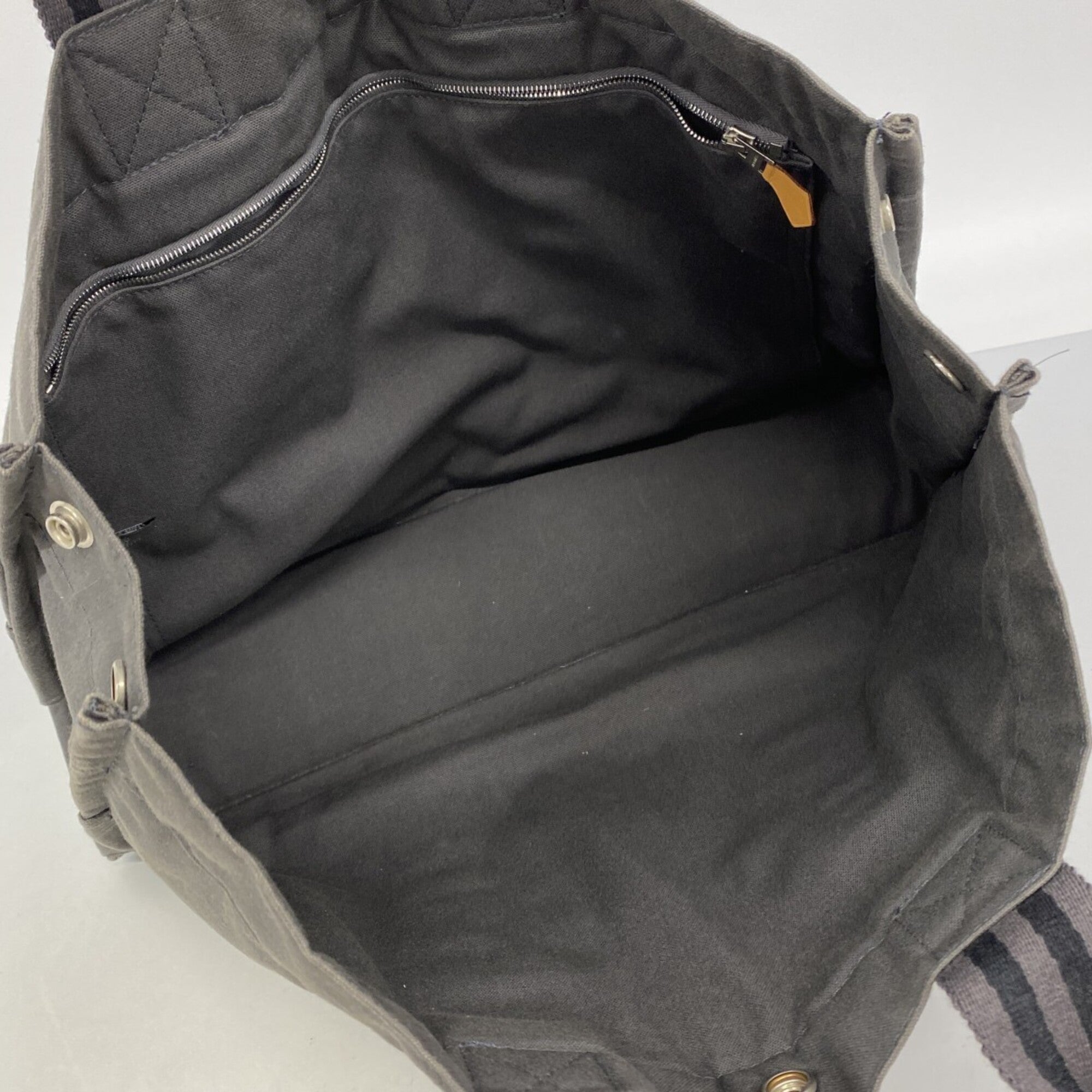 Hermes Gray Canvas Tote Bag (Pre-Owned)