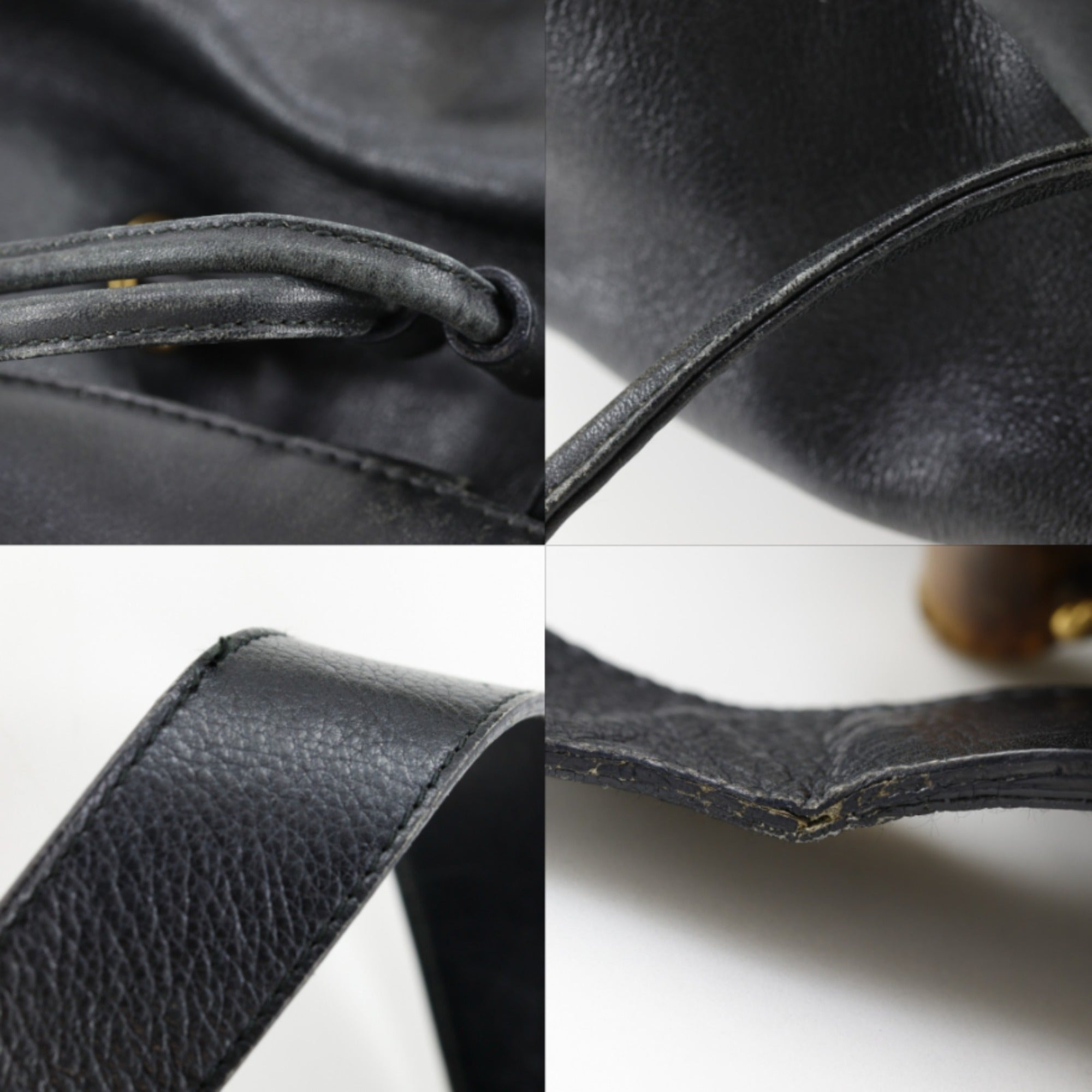 Gucci Black Bamboo Leather Backpack (Pre-Owned)