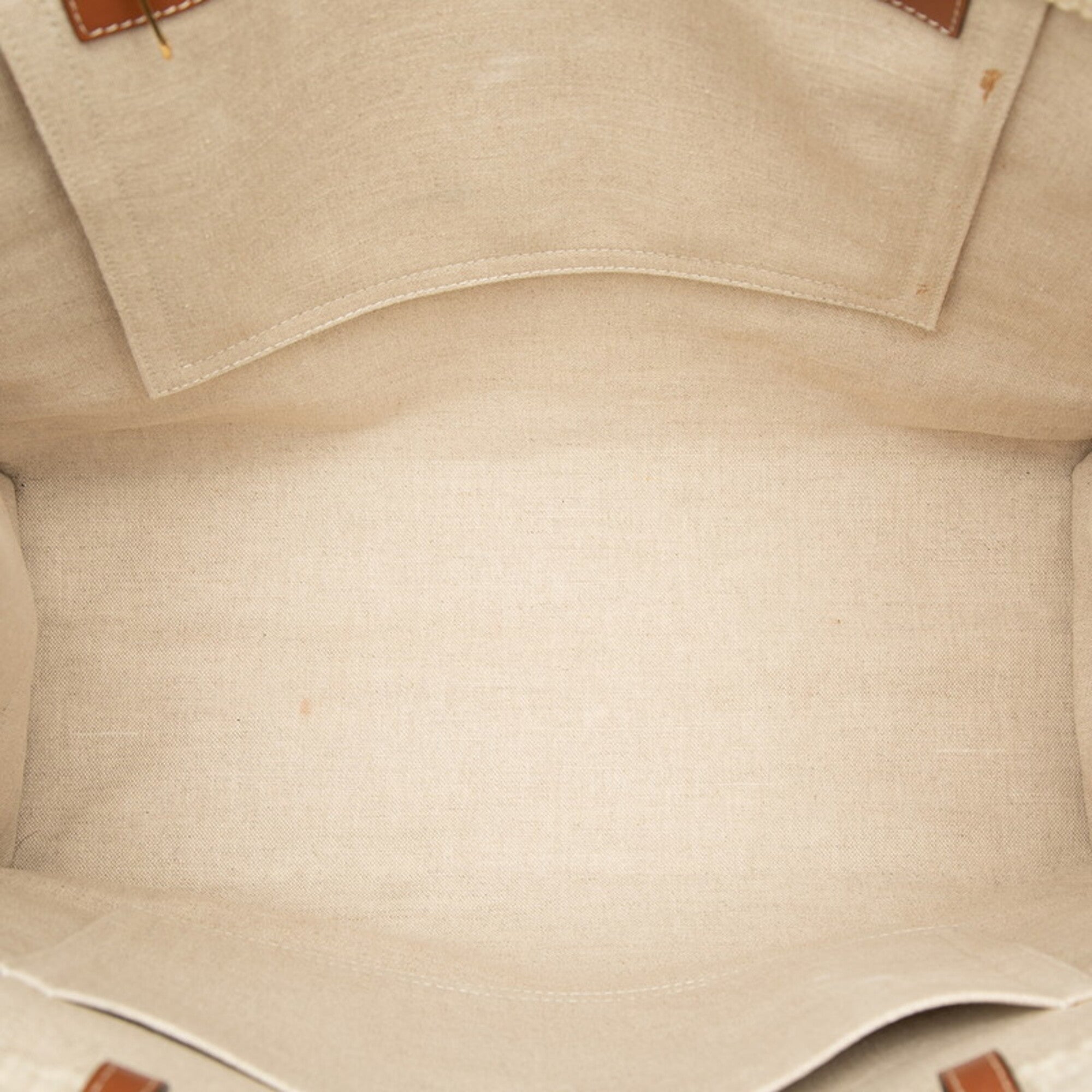 Celine Ivory Red Color Leather Textile Shoulder Bag Tote Bag (Pre-Owned)