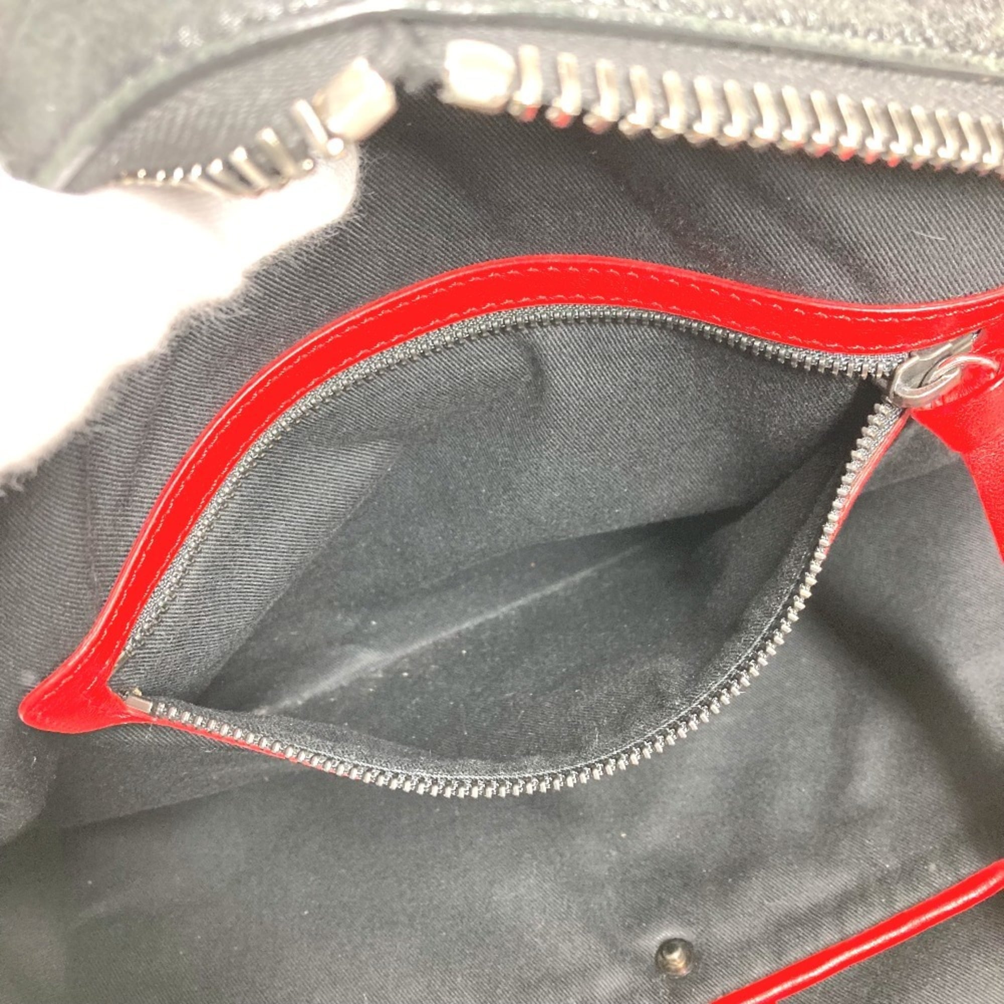 Christian Louboutin Black Red Color Leather Backpack (Pre-Owned)