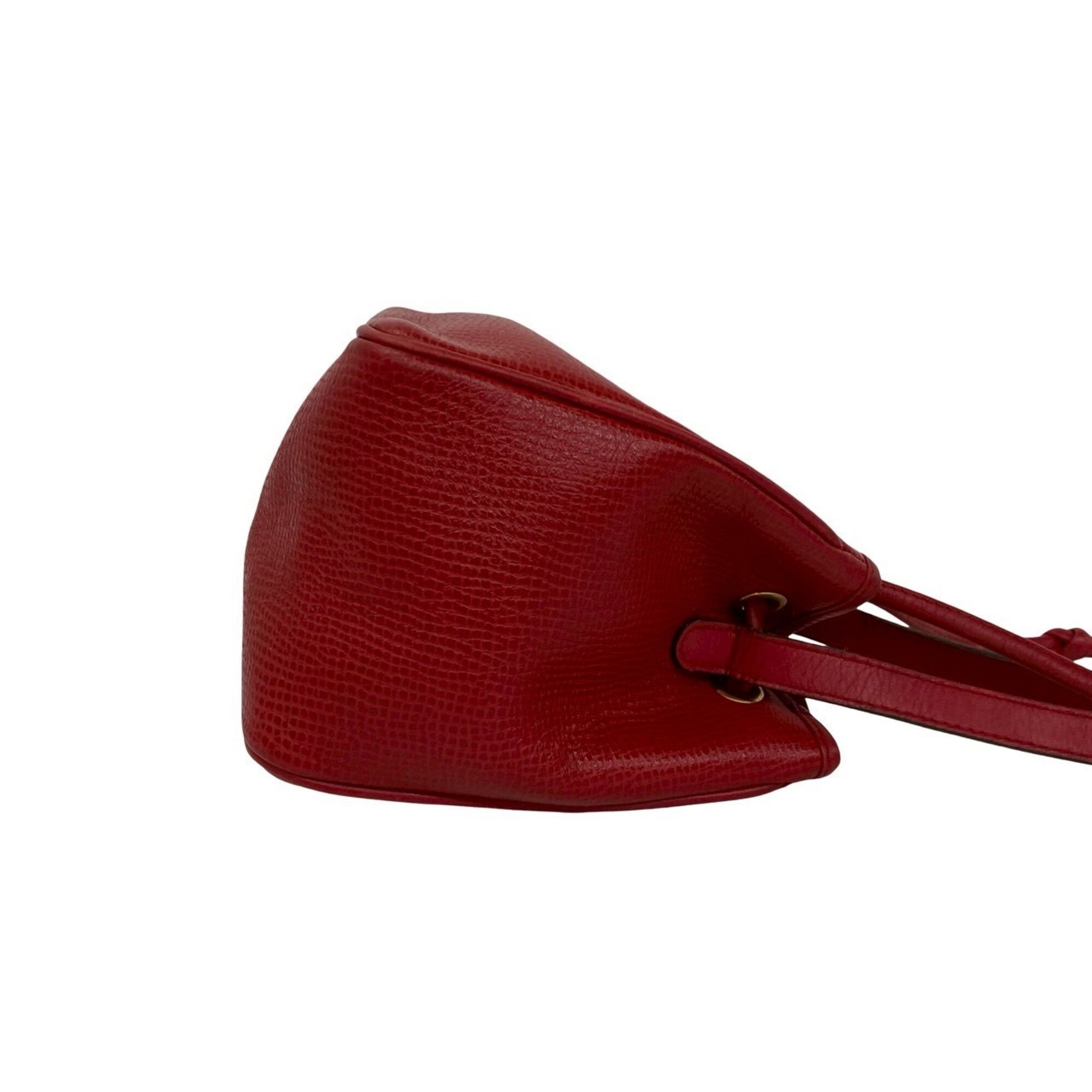 Christian Dior Red Color Leather Pochette Shoulder Bag (Pre-Owned)