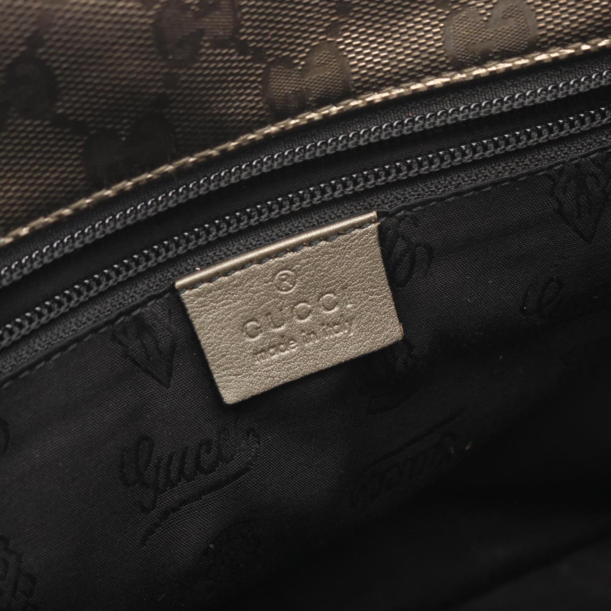 Gucci Brown Pvc Coated Canvas Leather Handbag Shoulder Bag (Pre-Owned)