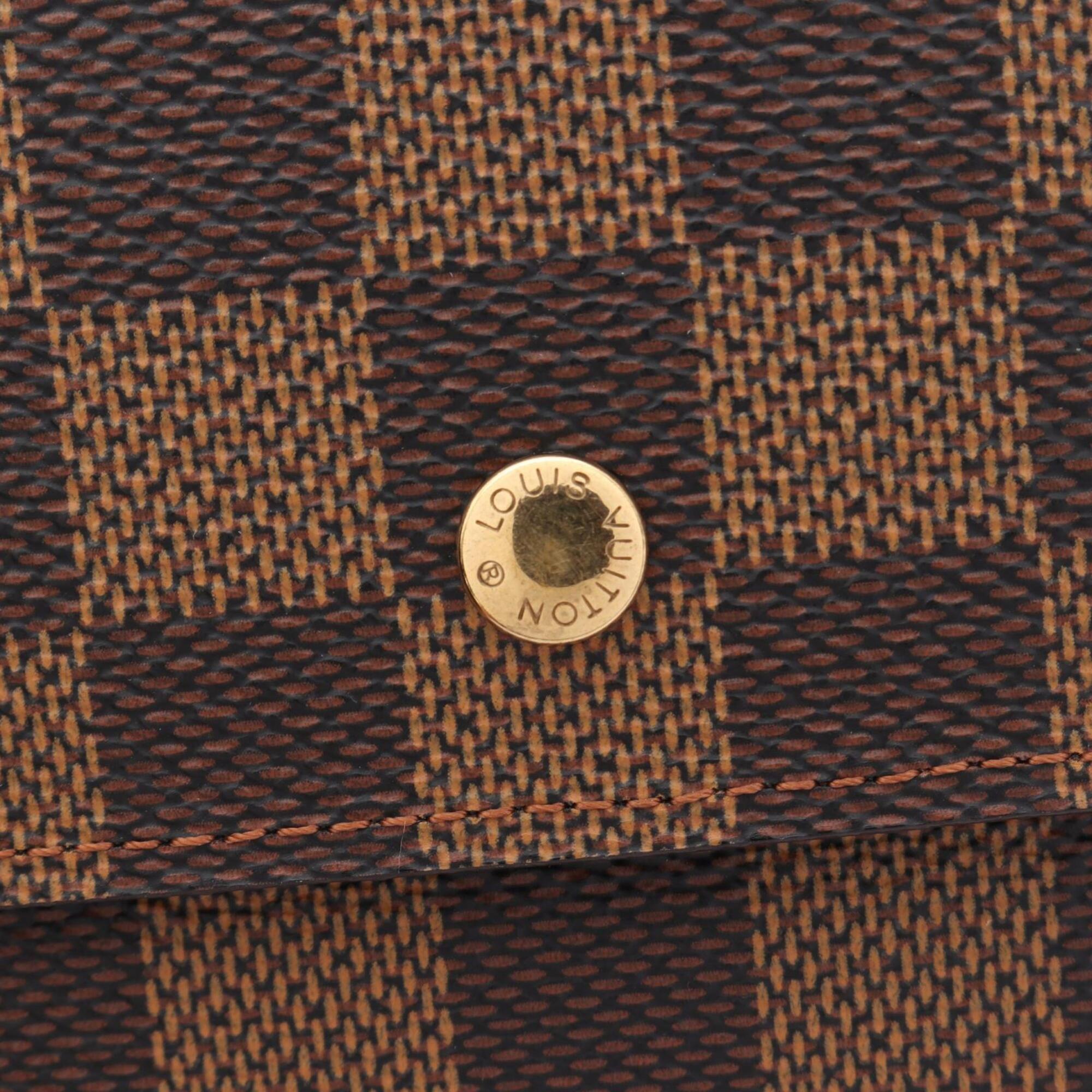 Louis Vuitton Brown Leather Pvc Long Wallet (Tri-Fold) (Pre-Owned)
