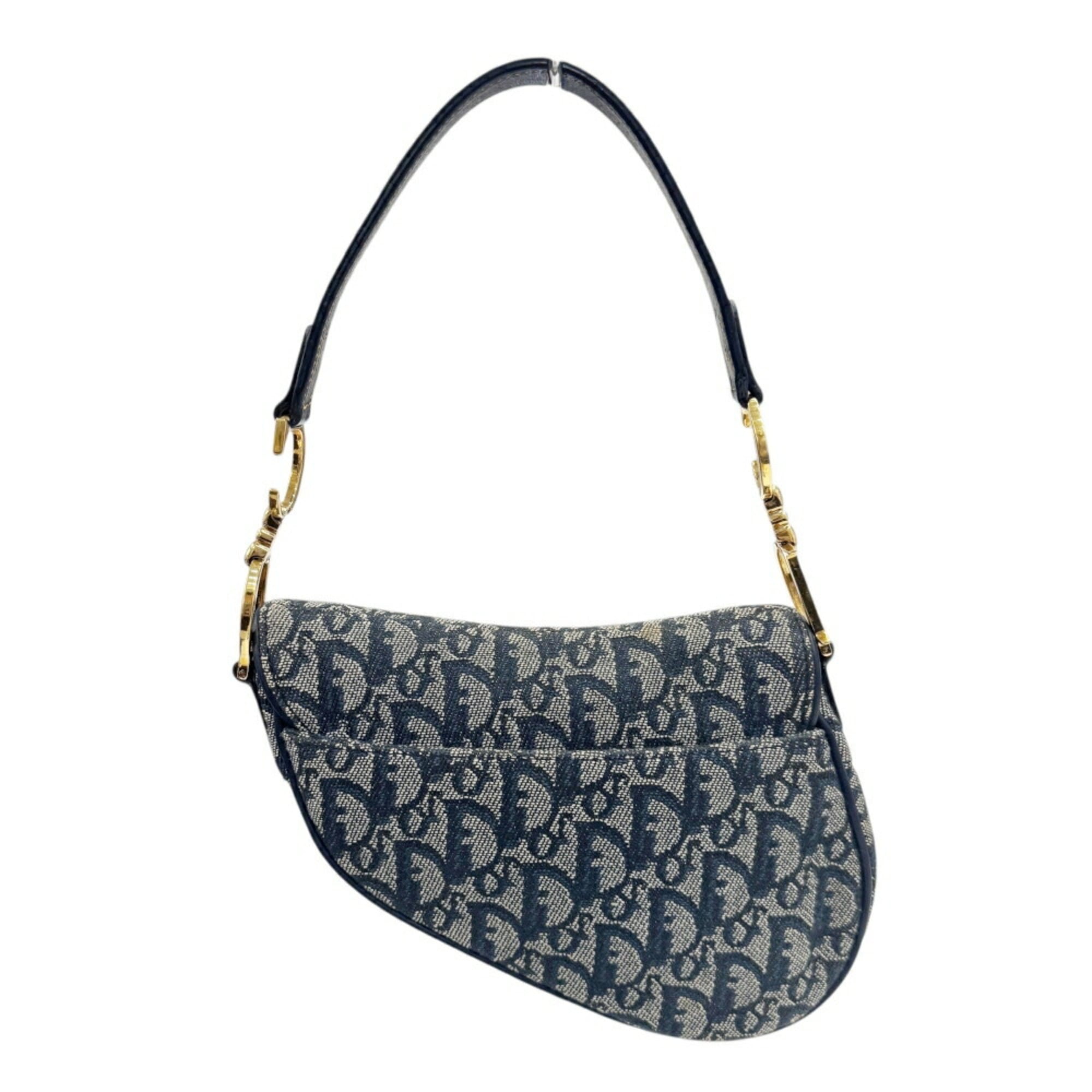 Christian Dior Navy Canvas Saddle Bag Shoulder Bag (Pre-Owned)