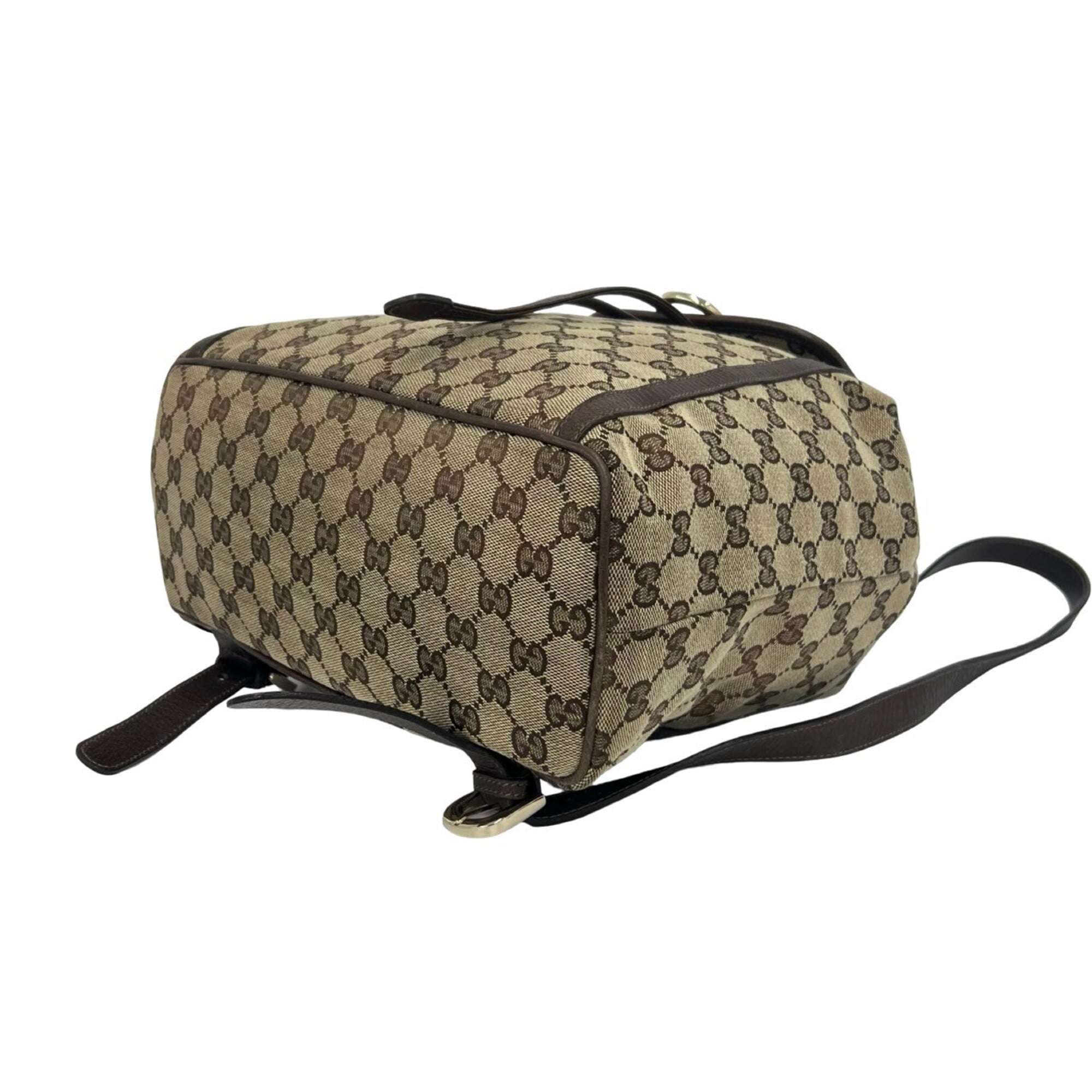 Gucci Brown Canvas Leather Backpack (Pre-Owned)