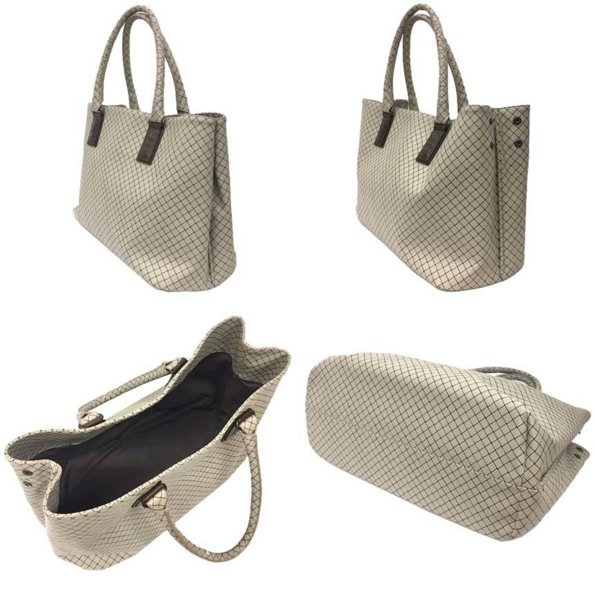 Bottega Veneta Brown Light Gray Pvc Leather Tote Bag (Pre-Owned)
